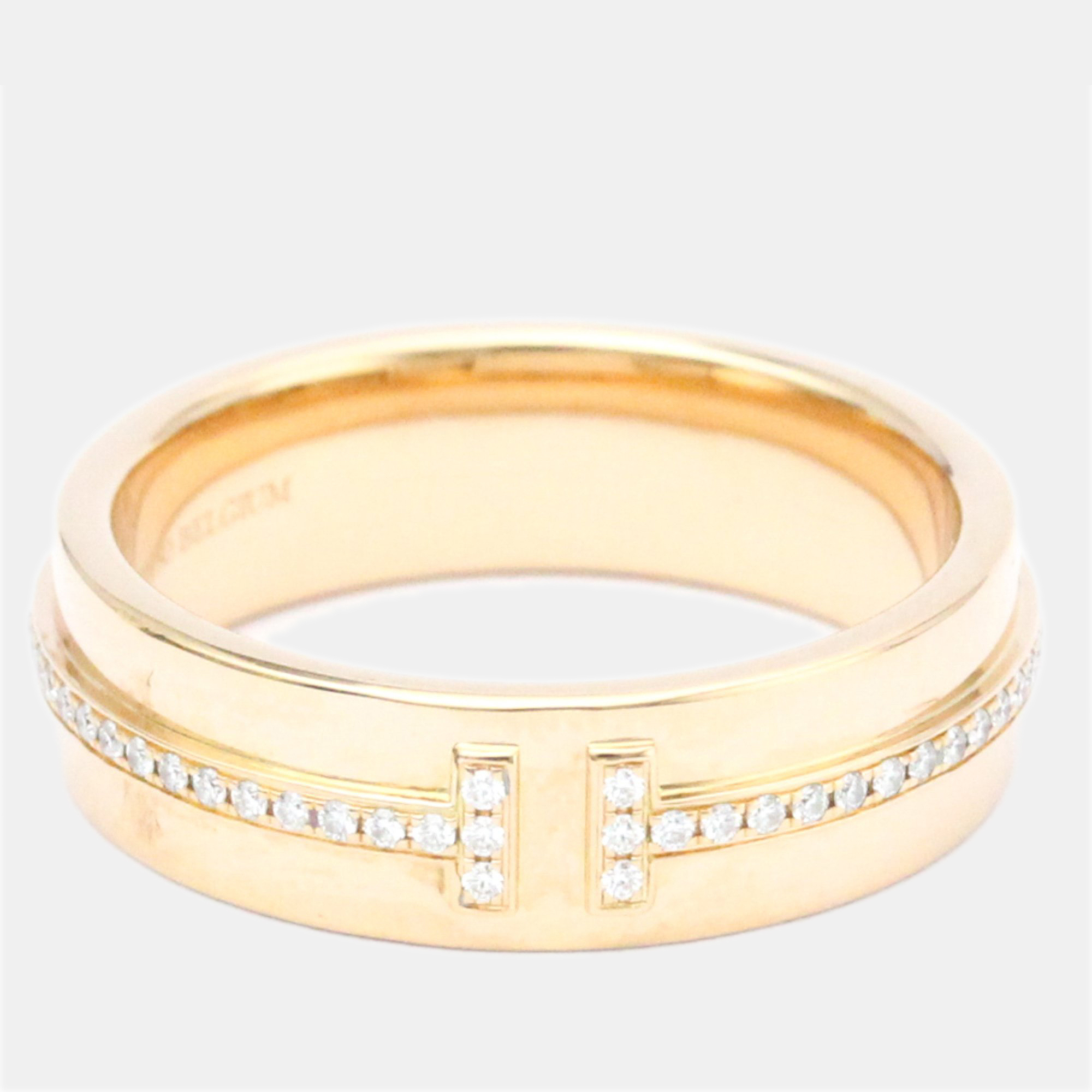 Tiffany & Co. Tiffany T Two Narrow 18K Rose Gold Diamond Ring EU 52