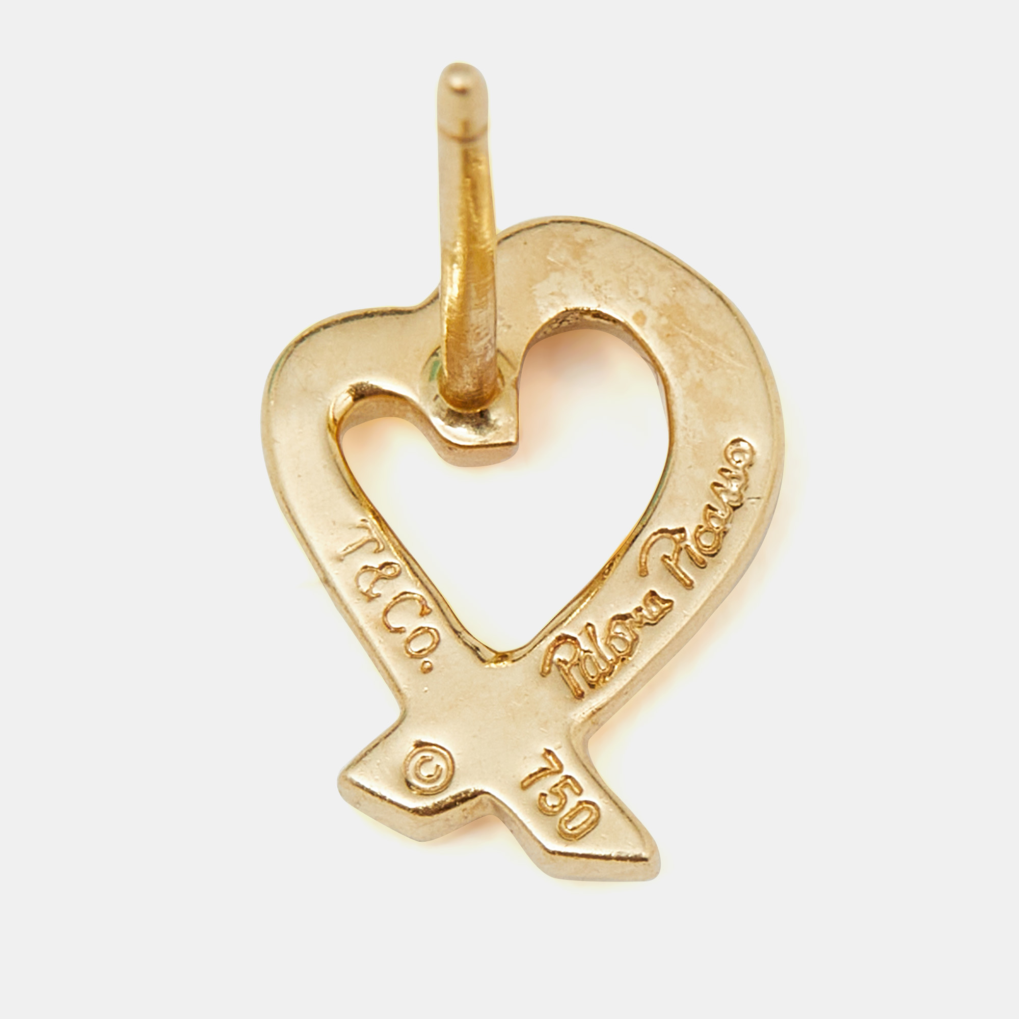 Tiffany & Co. Paloma Picasso Loving Heart 18K Yellow Gold Stud Earrings