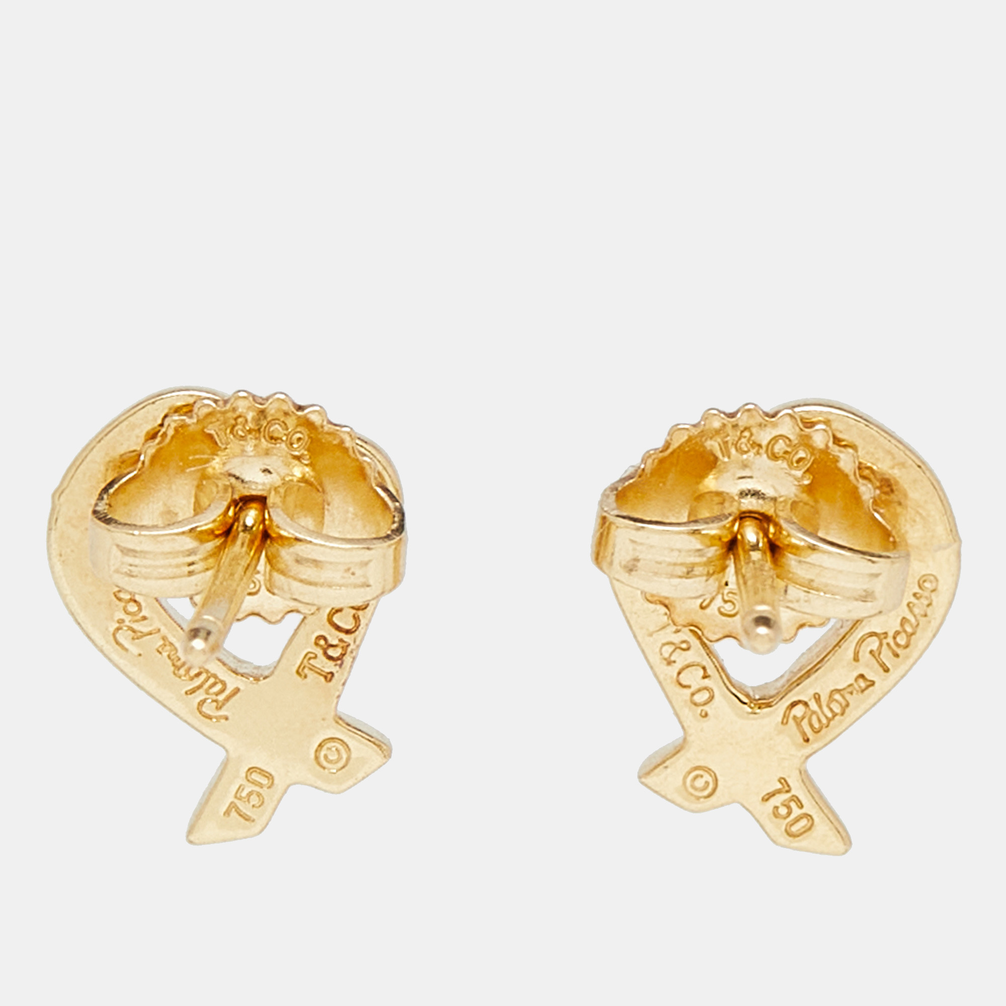 Tiffany & Co. Paloma Picasso Loving Heart 18K Yellow Gold Stud Earrings