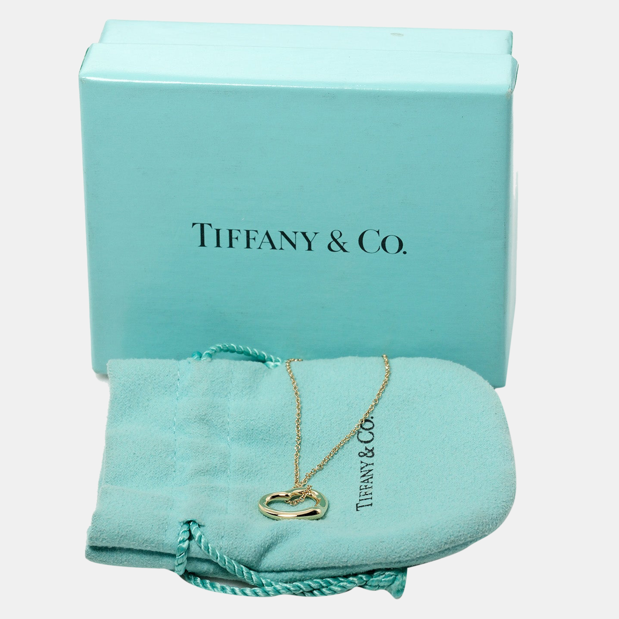 Tiffany & Co. Elsa Peretti Open Heart 18K Yellow Gold Diamond Necklace
