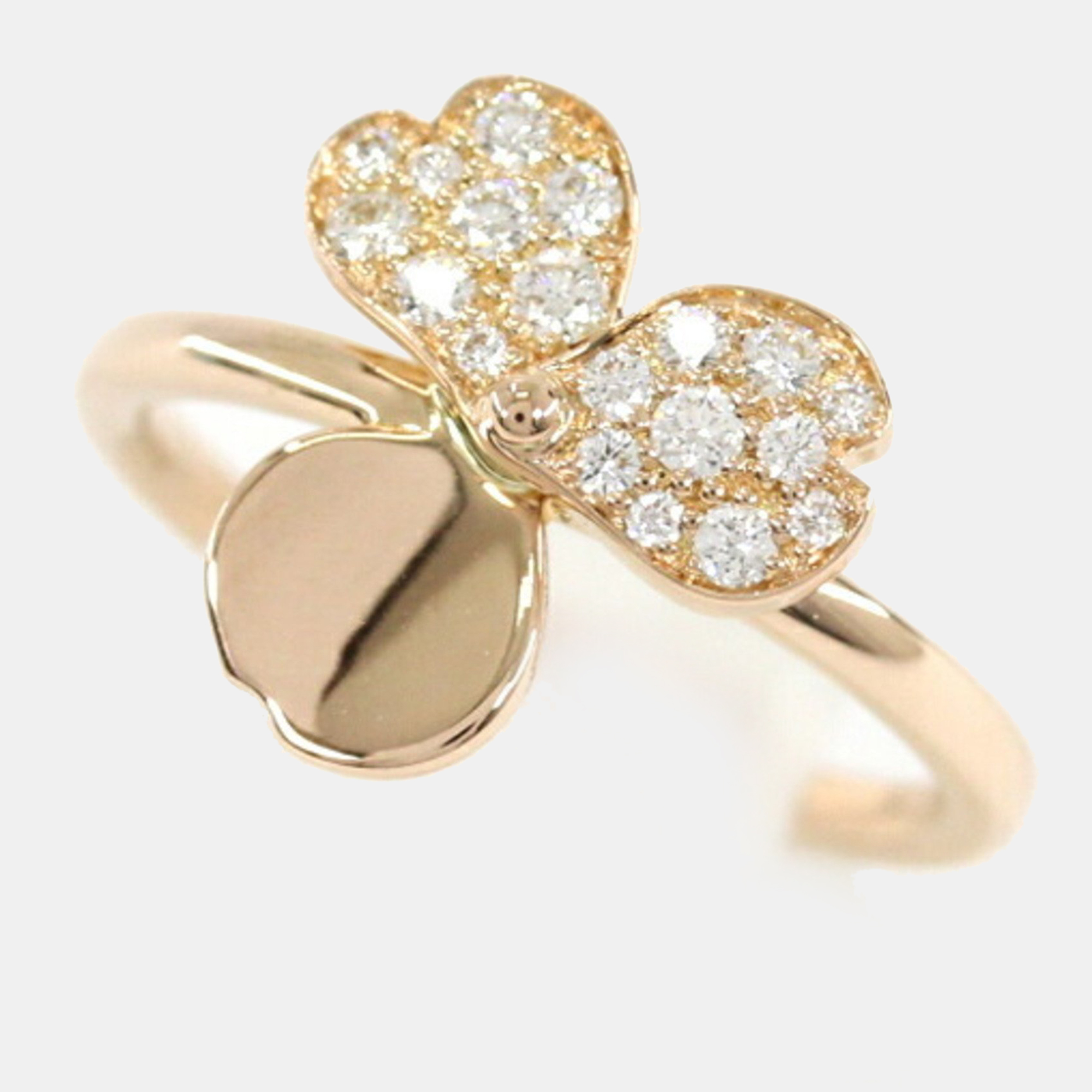 Tiffany & Co. Paper Open Flower 18K Rose Gold Diamond Ring EU 48