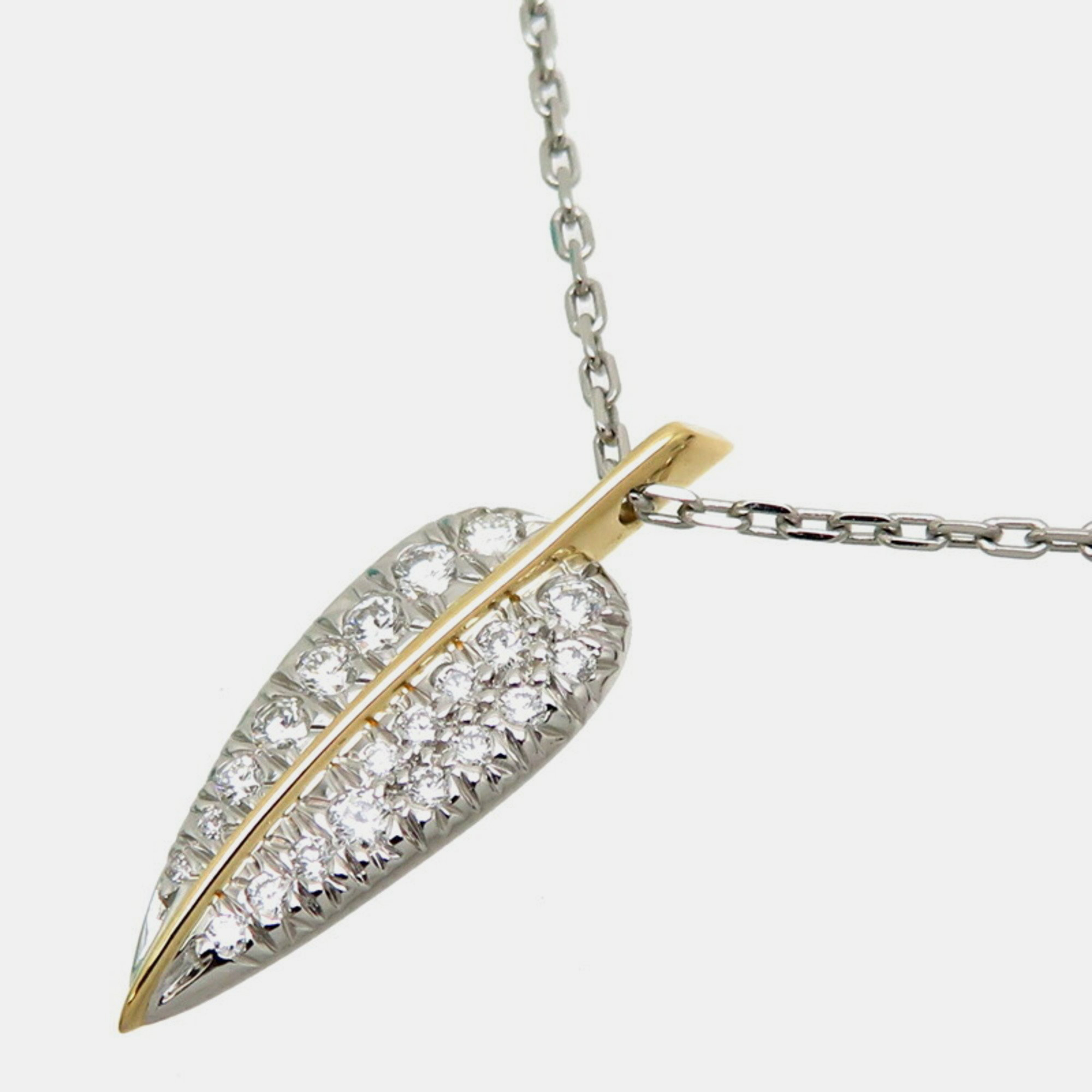 Tiffany & Co. Vintage Olive Leaf 18K Yellow Gold Platinum Diamond Necklace