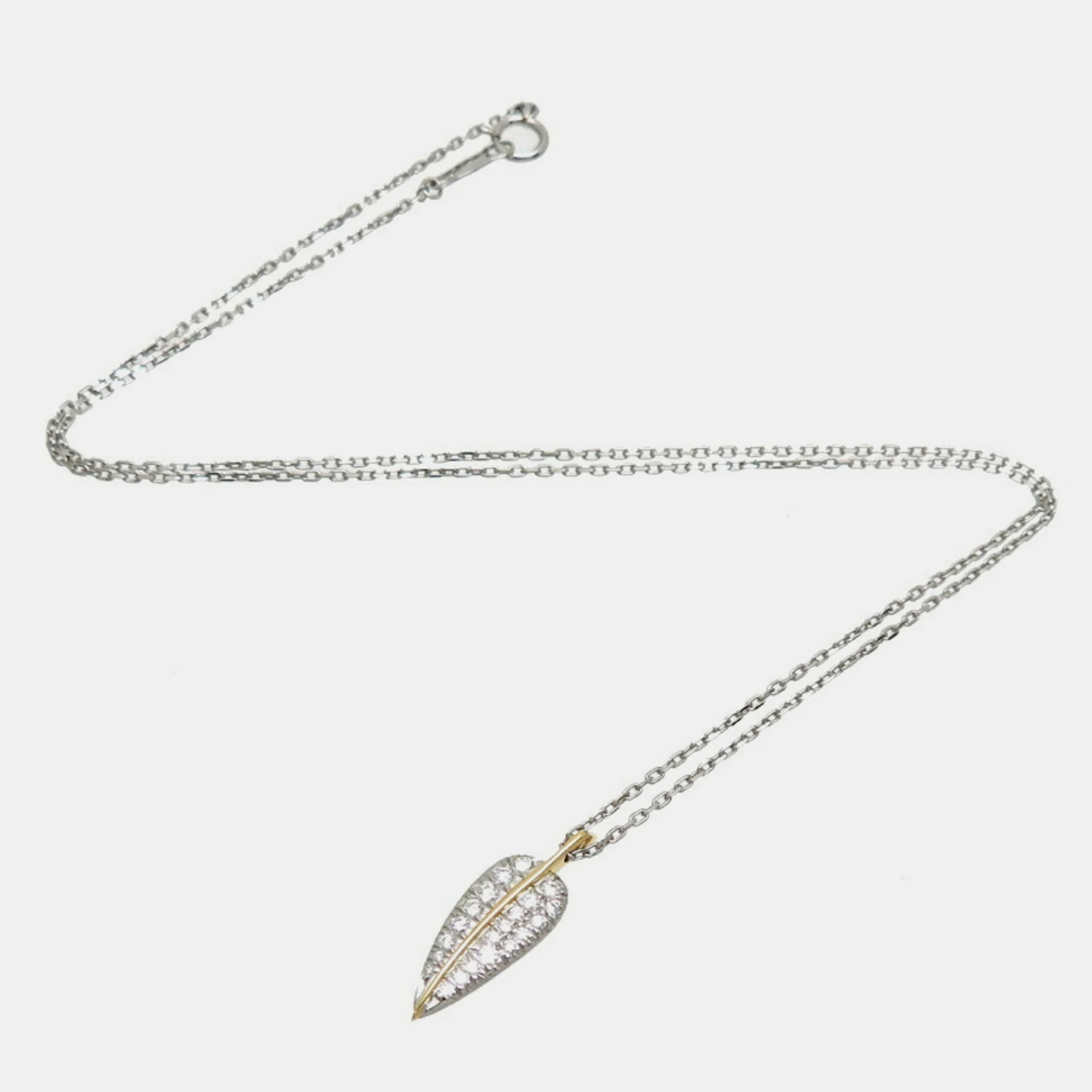 Tiffany & Co. Vintage Olive Leaf 18K Yellow Gold Platinum Diamond Necklace