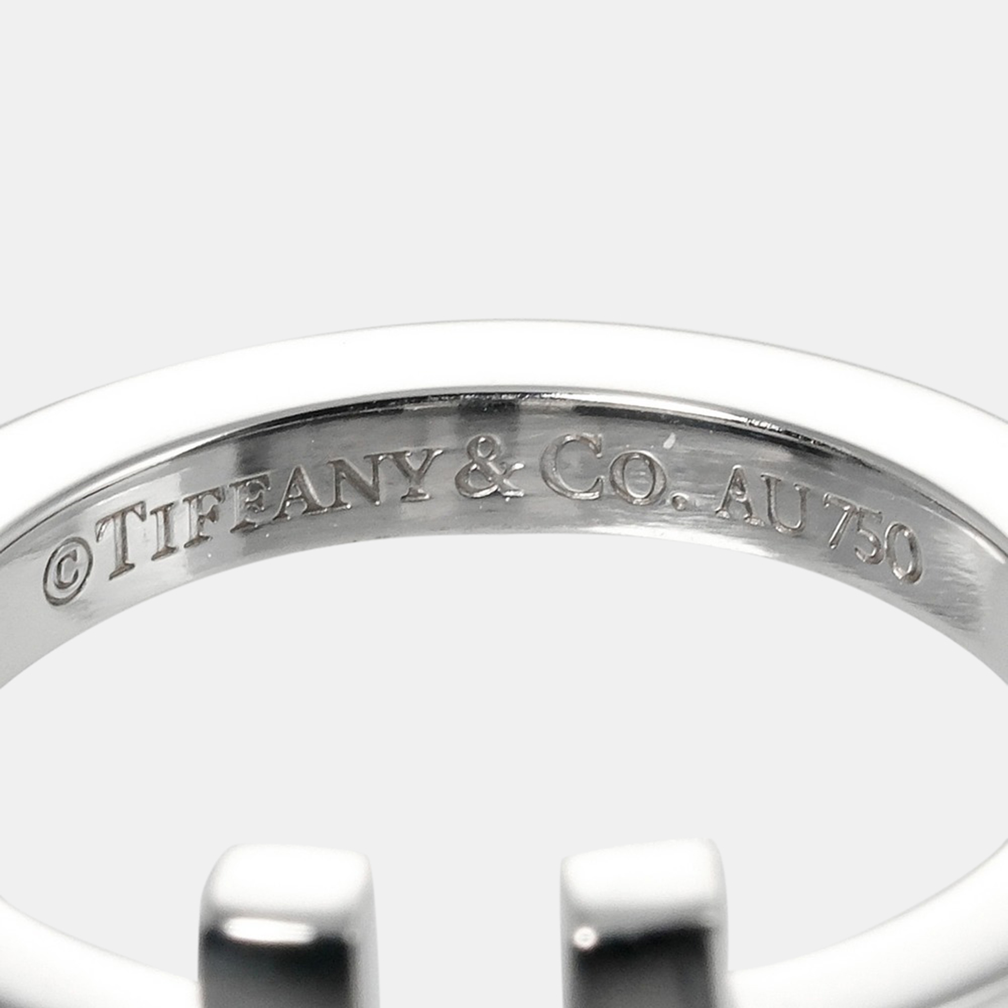 Tiffany & Co. 18K White Gold T Square Ring EU 50.5