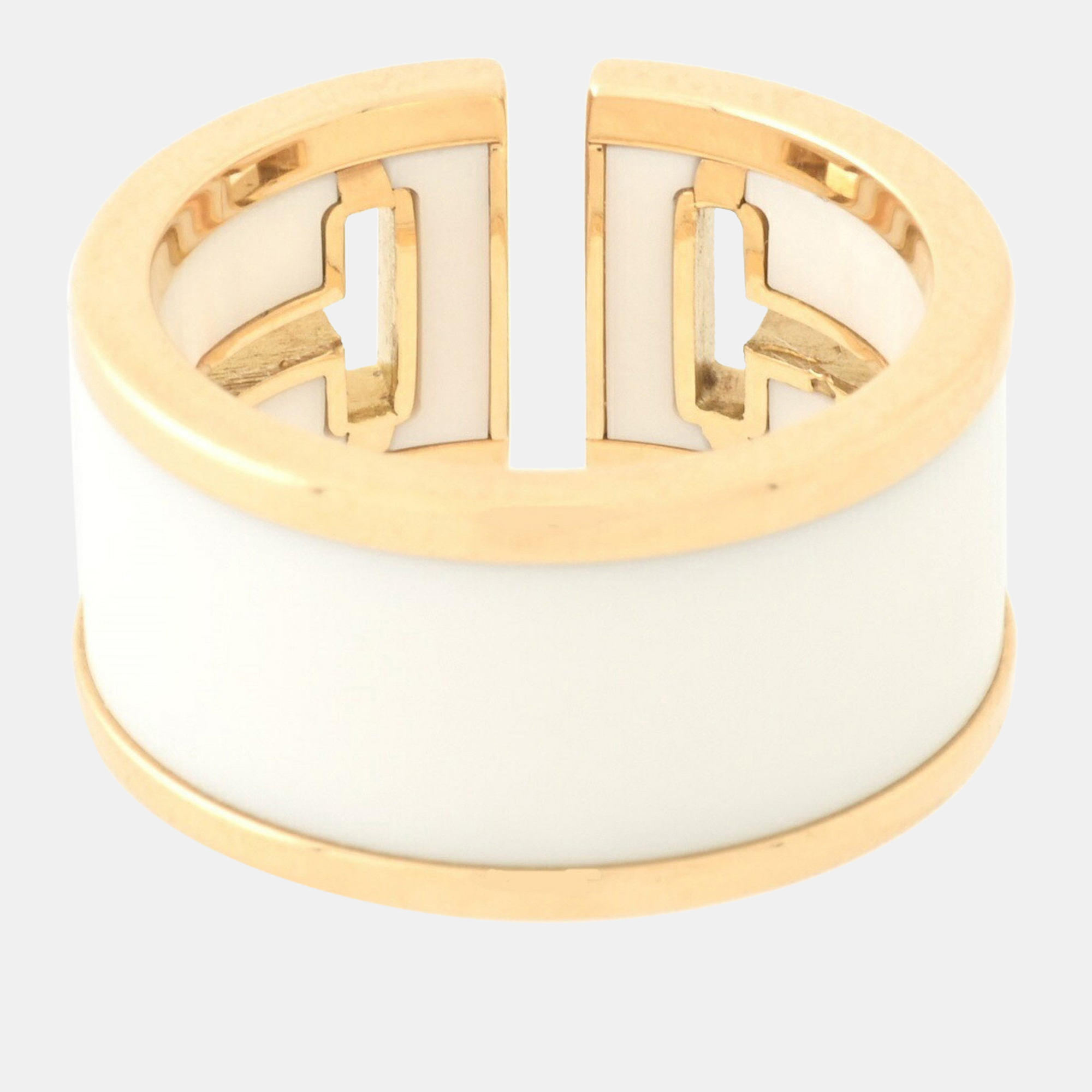Tiffany & Co. 18K Yellow Gold And Ceramic T Cutout Ring EU 52