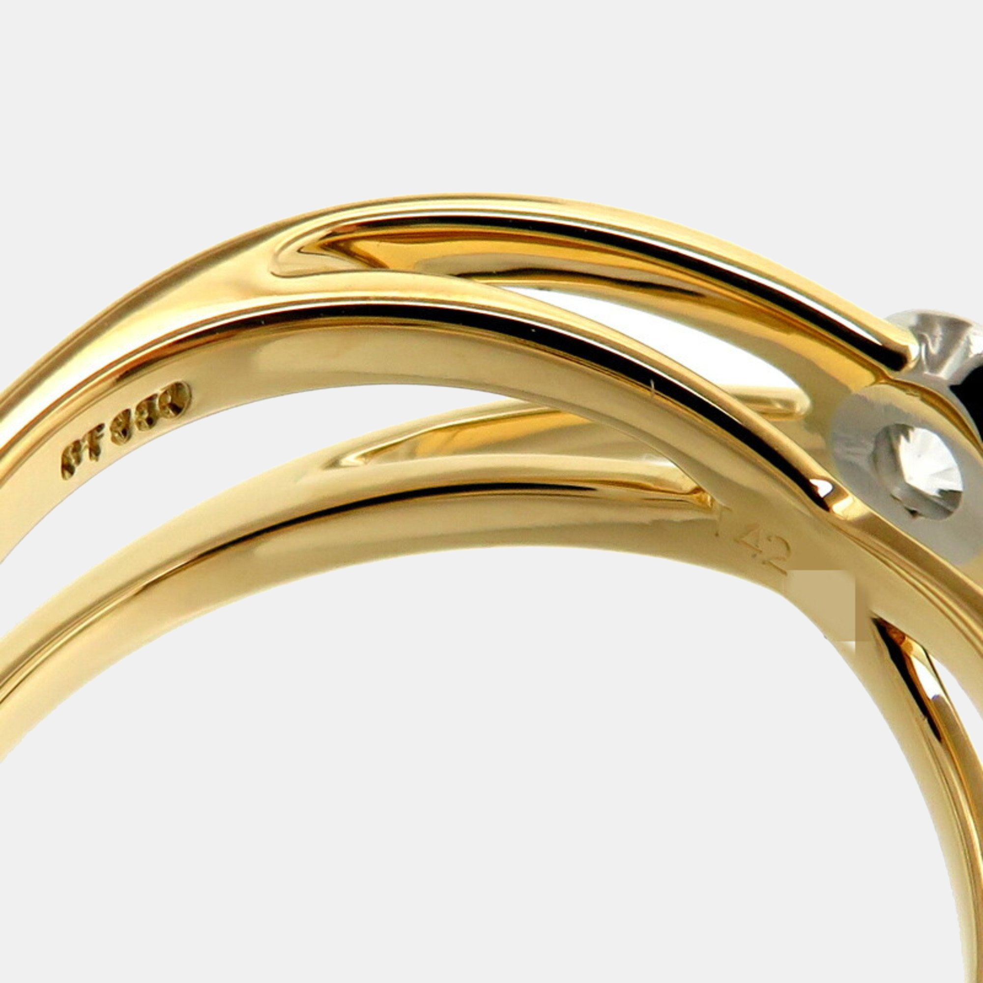 Tiffany & Co. 18K Yellow Gold And Diamond Cross Ring EU 52