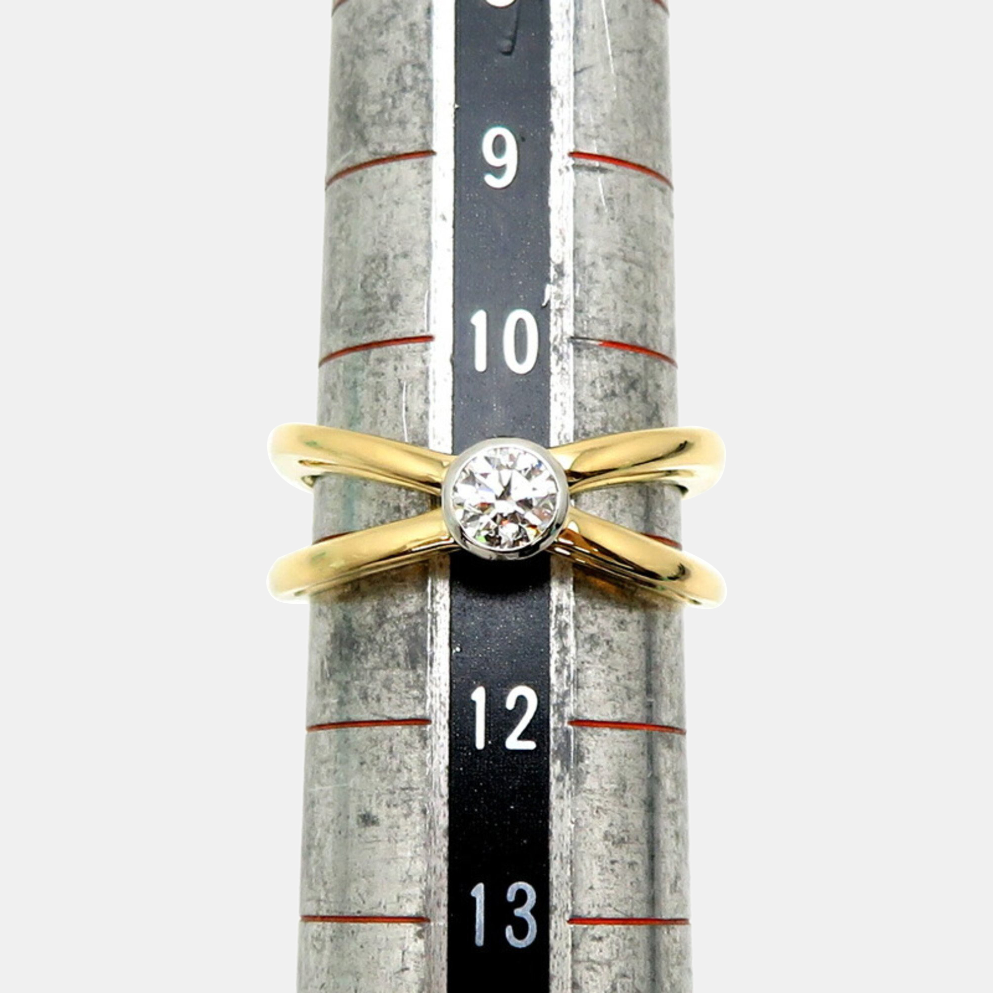 Tiffany & Co. 18K Yellow Gold And Diamond Cross Ring EU 52