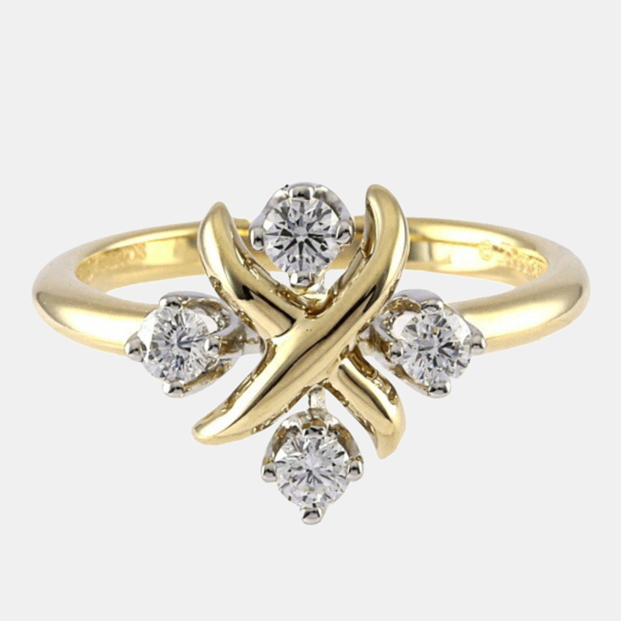 Tiffany & Co. 18K Yellow Gold And Diamond Schlumberger Lynn Ring EU 57