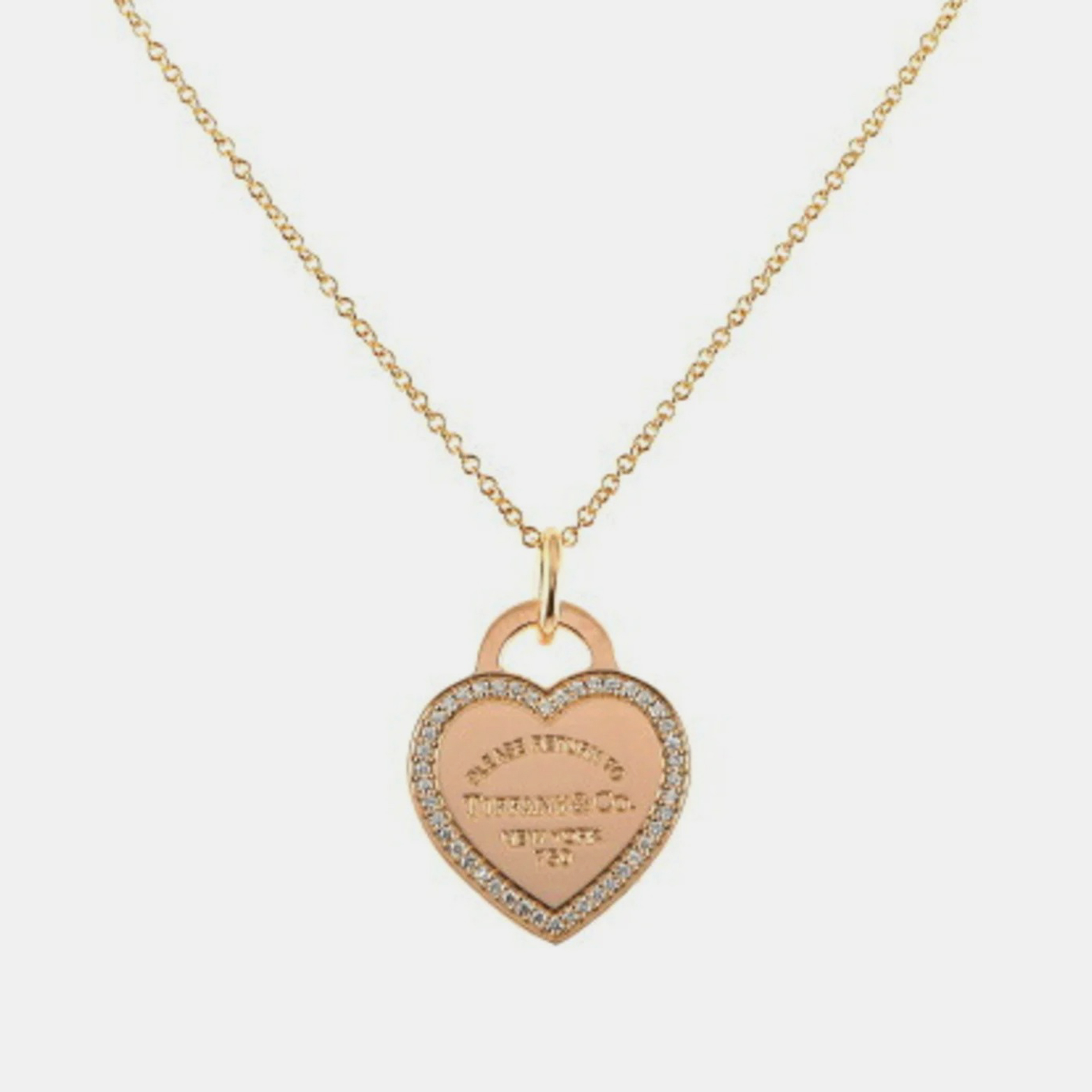 Tiffany & Co. Return To Tiffany Love Heart Tag 18K Rose Gold Diamond Necklace