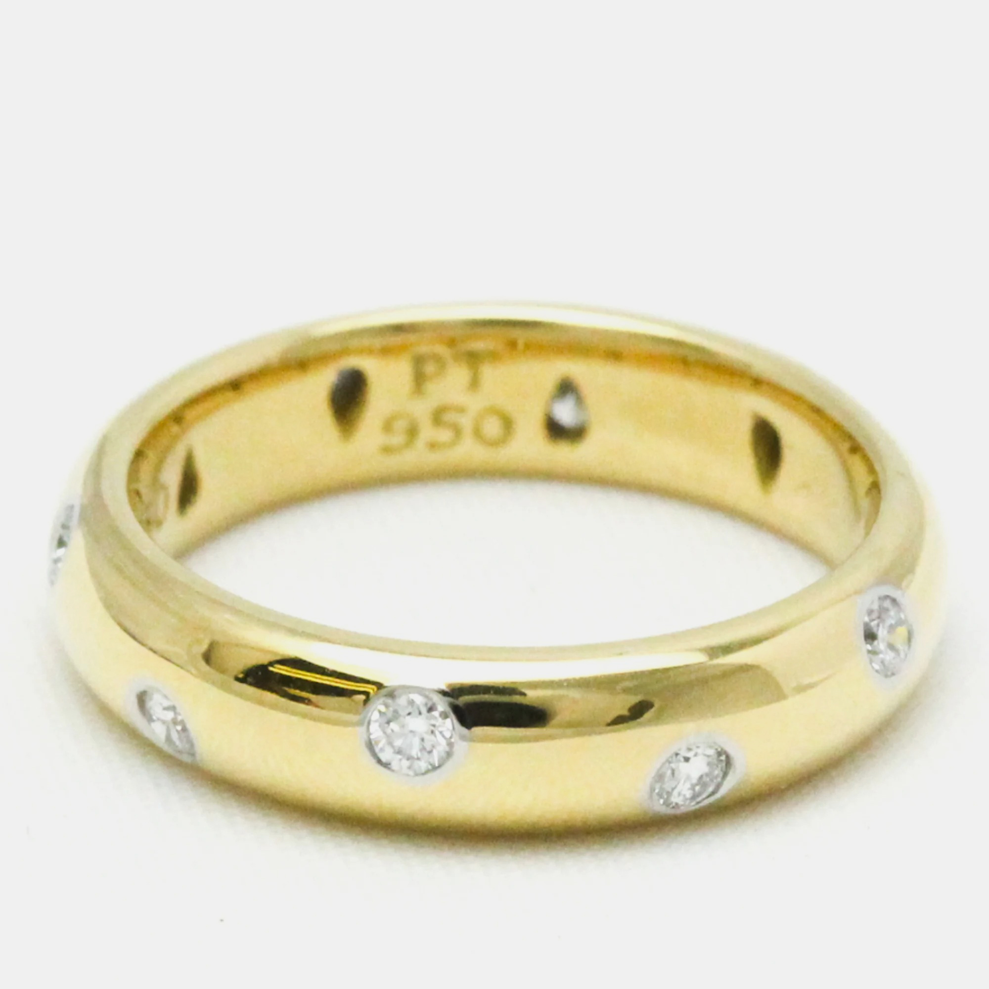 Tiffany & Co. Etoile 18K Yellow Gold Platinum Diamond Ring EU 49