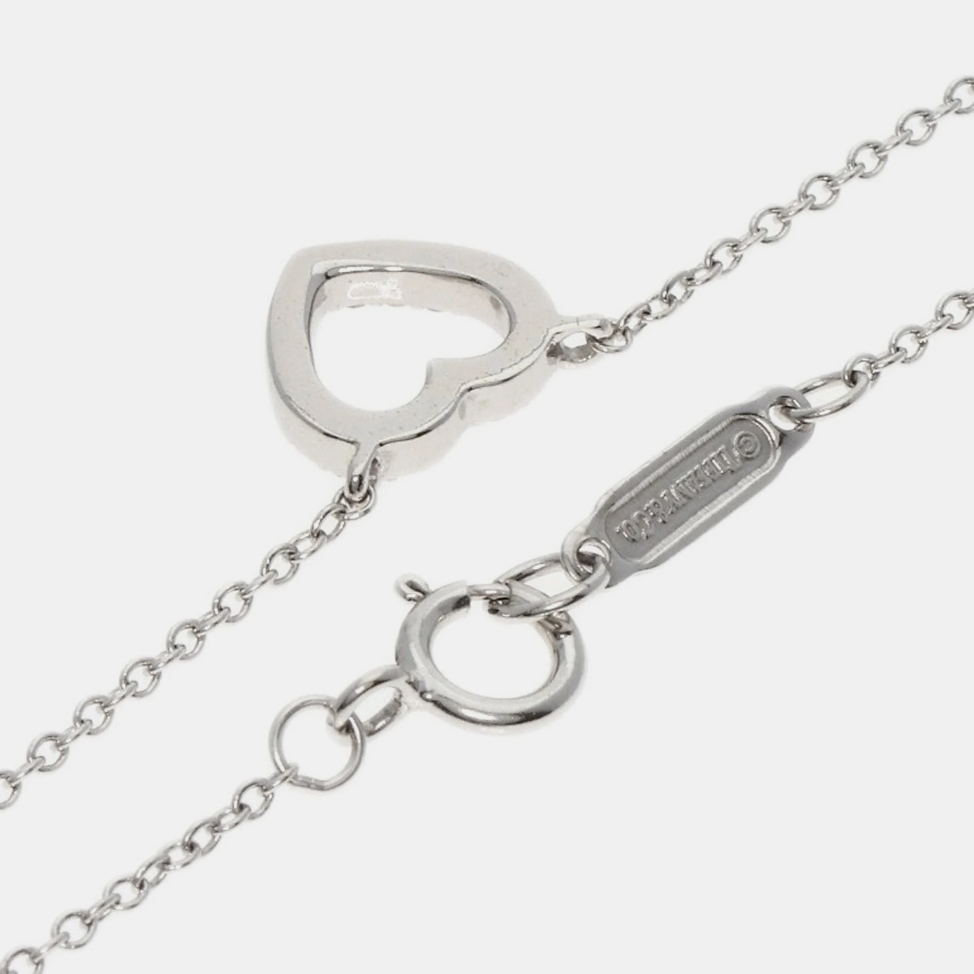 Tiffany & Co. 18K White Gold And Diamond Metro Heart Pendant Necklace