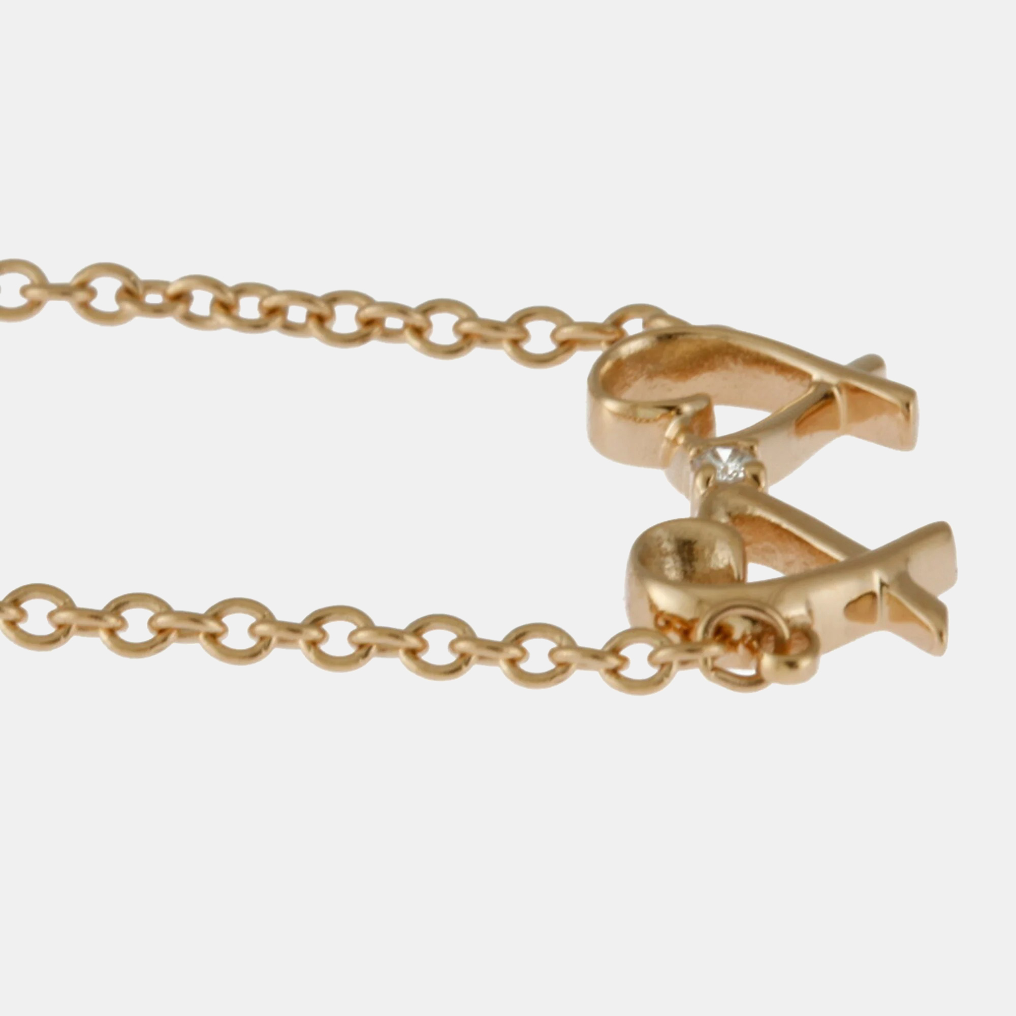 Tiffany & Co. 18K Rose Gold And Diamond Double Loving Heart Station Bracelet