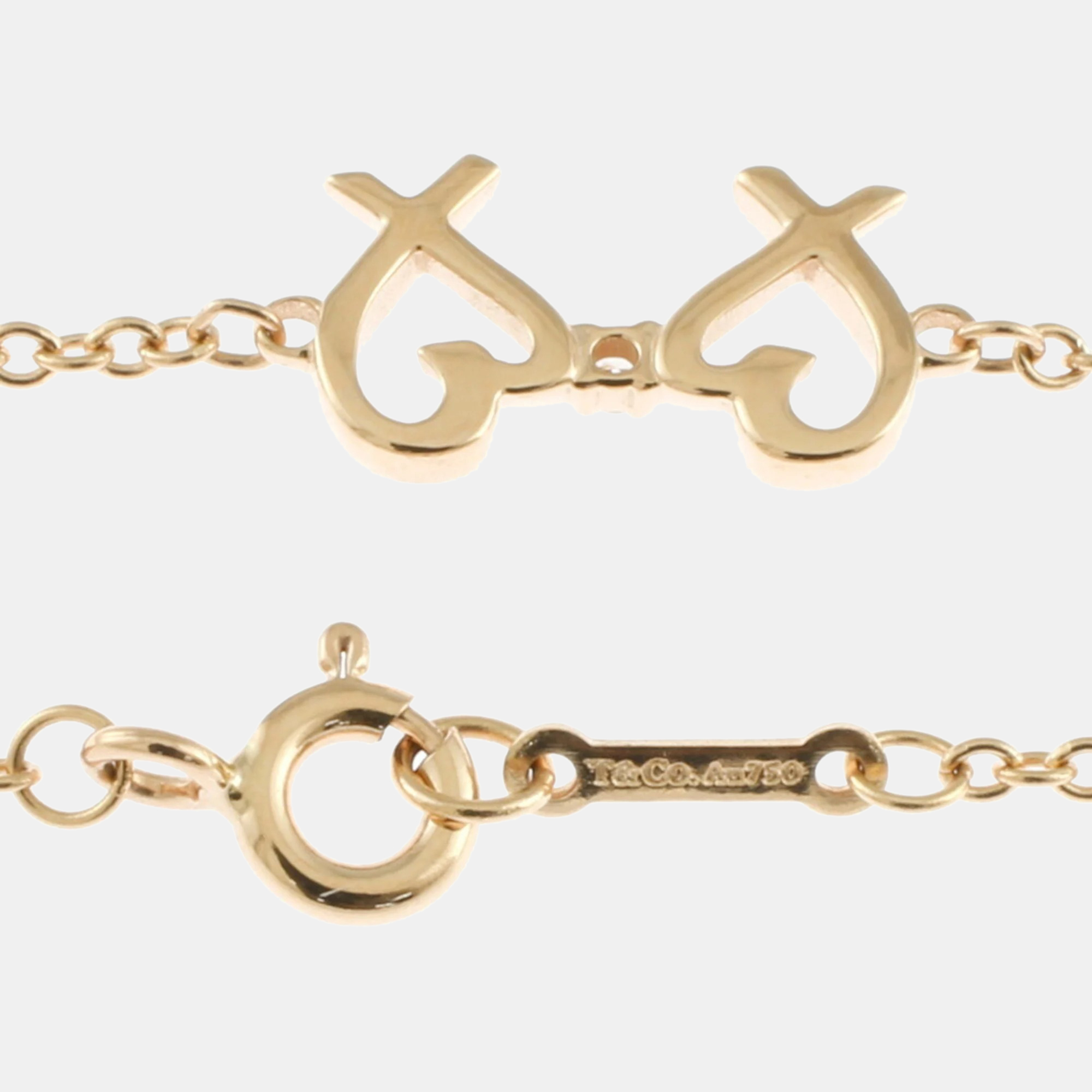 Tiffany & Co. 18K Rose Gold And Diamond Double Loving Heart Station Bracelet