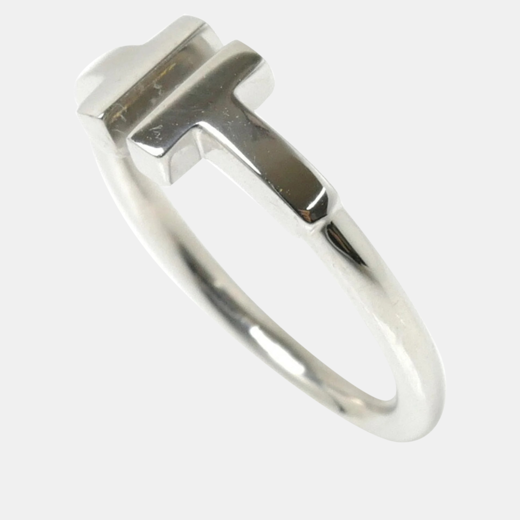 Tiffany & Co. 18K White Gold T Wire Band Ring EU 54.5