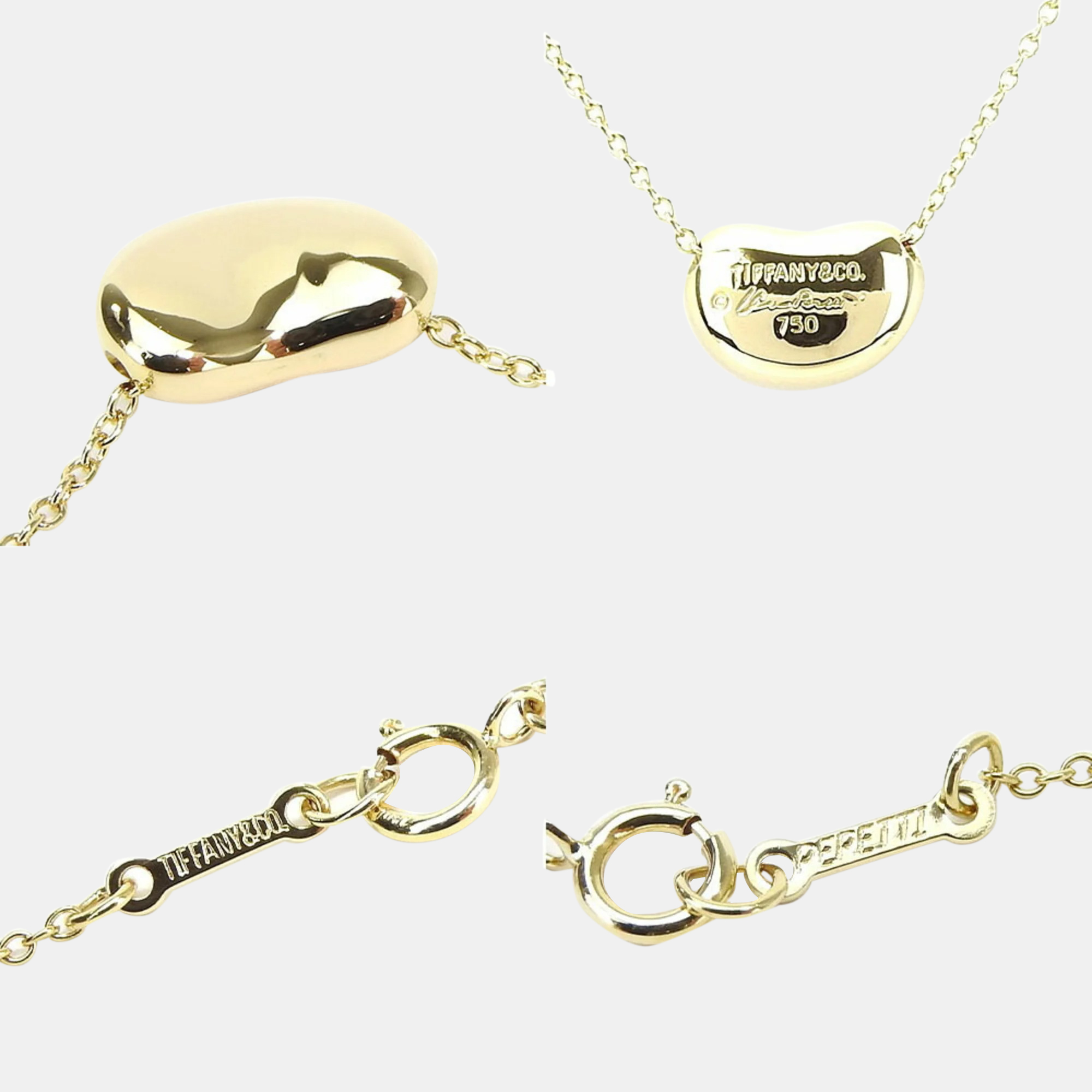 Tiffany & Co. 18K Yellow Gold Elsa Peretti Bean Pendant Necklace