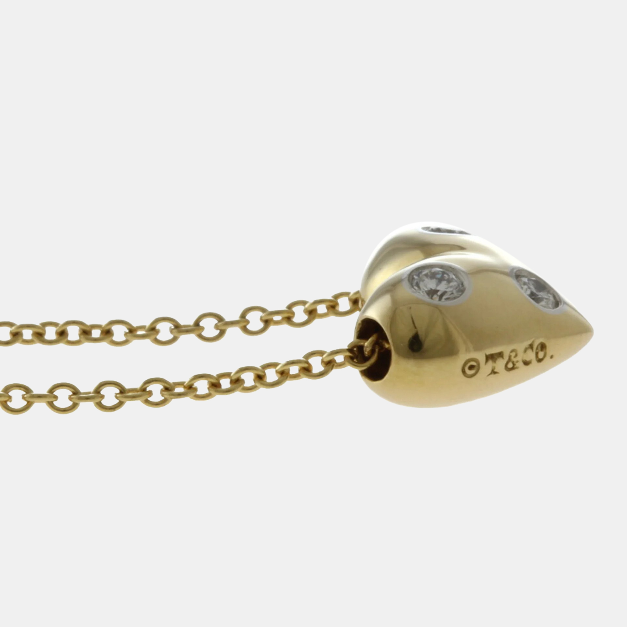 Tiffany & Co. 18K Yellow Gold And Diamond Etoile Heart Pendant Necklace