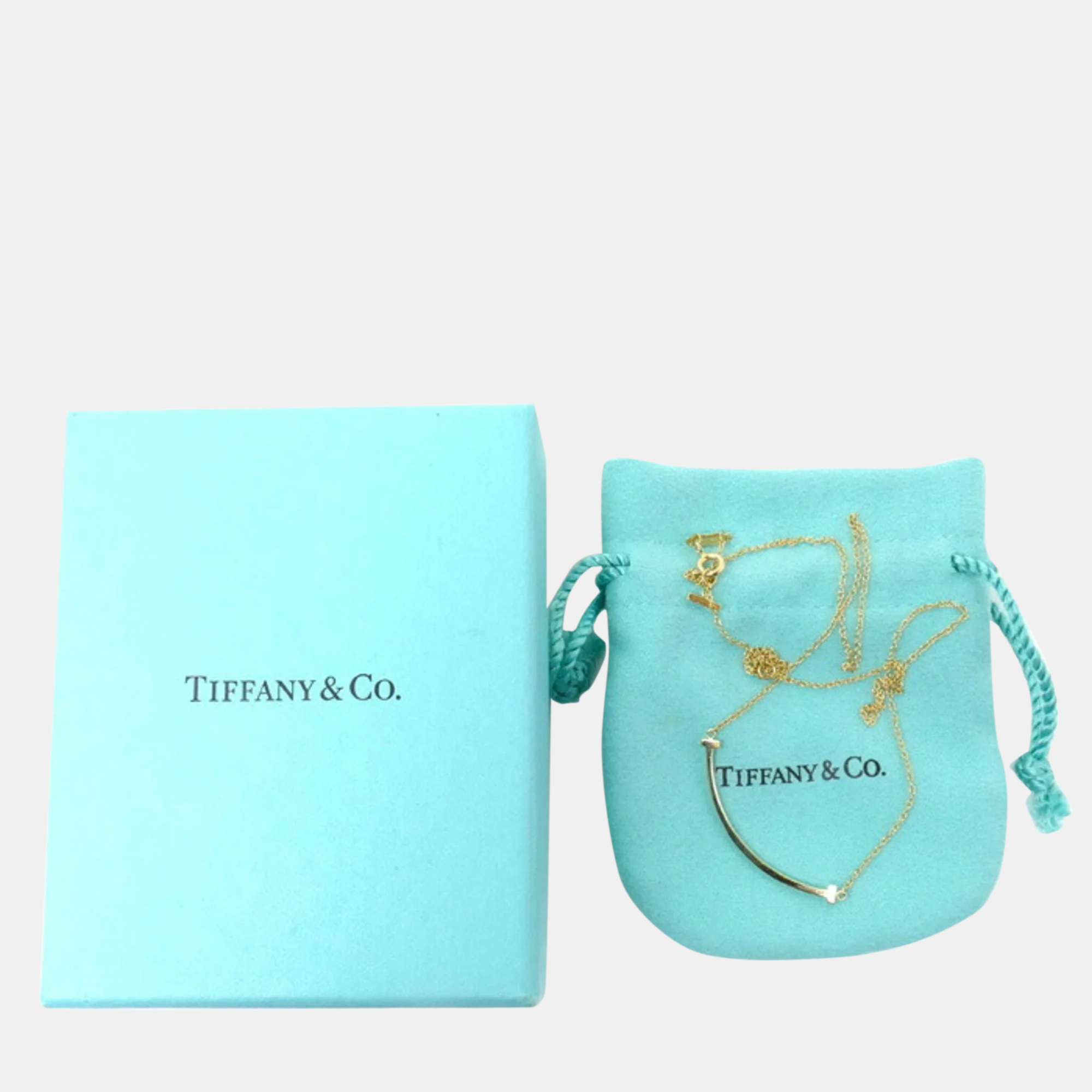 Tiffany & Co. 18K Yellow Gold T Smile Pendant Necklace