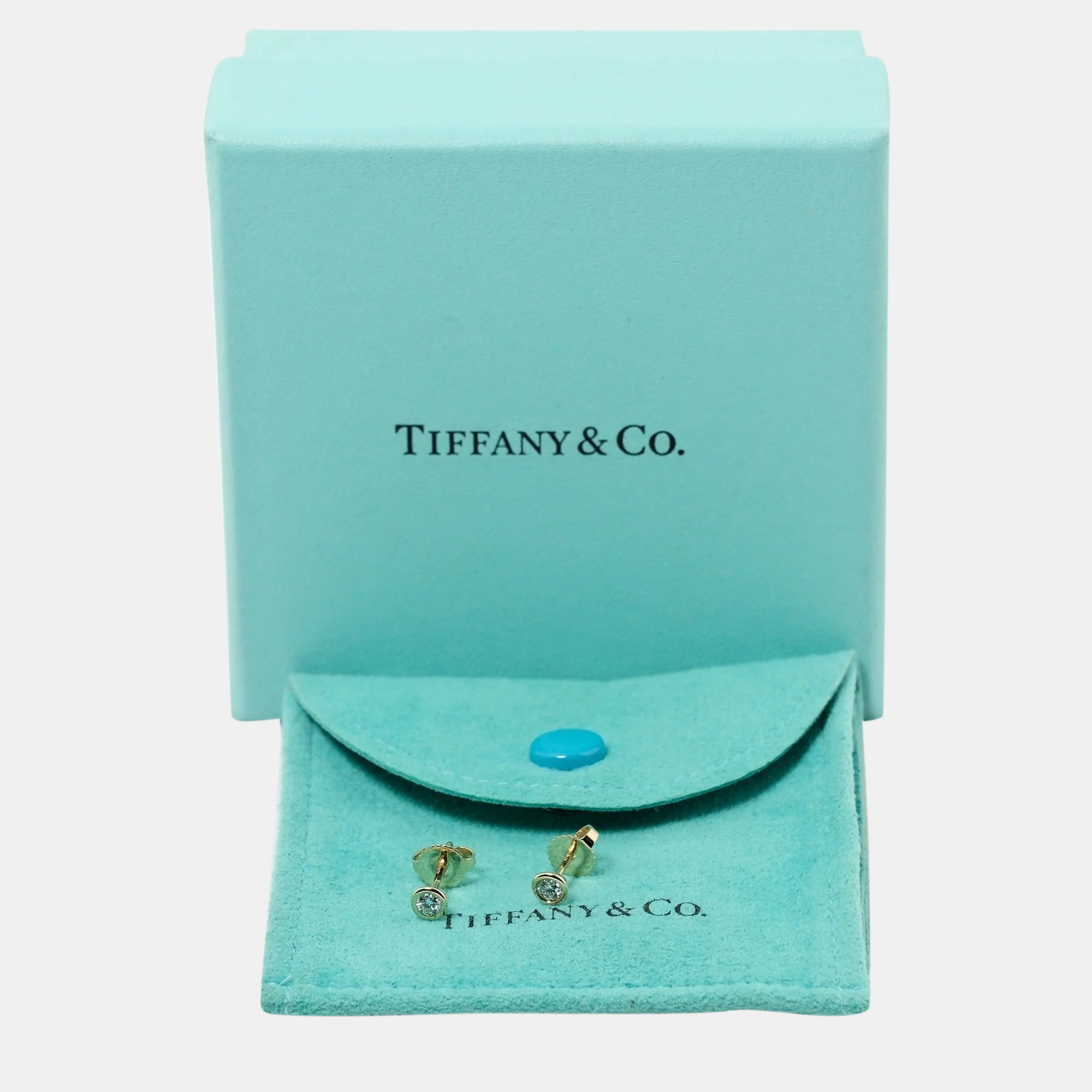 Tiffany & Co. 18K Yellow Gold And Diamind Elsa Peretti Diamonds By The Yard Stud Earrings