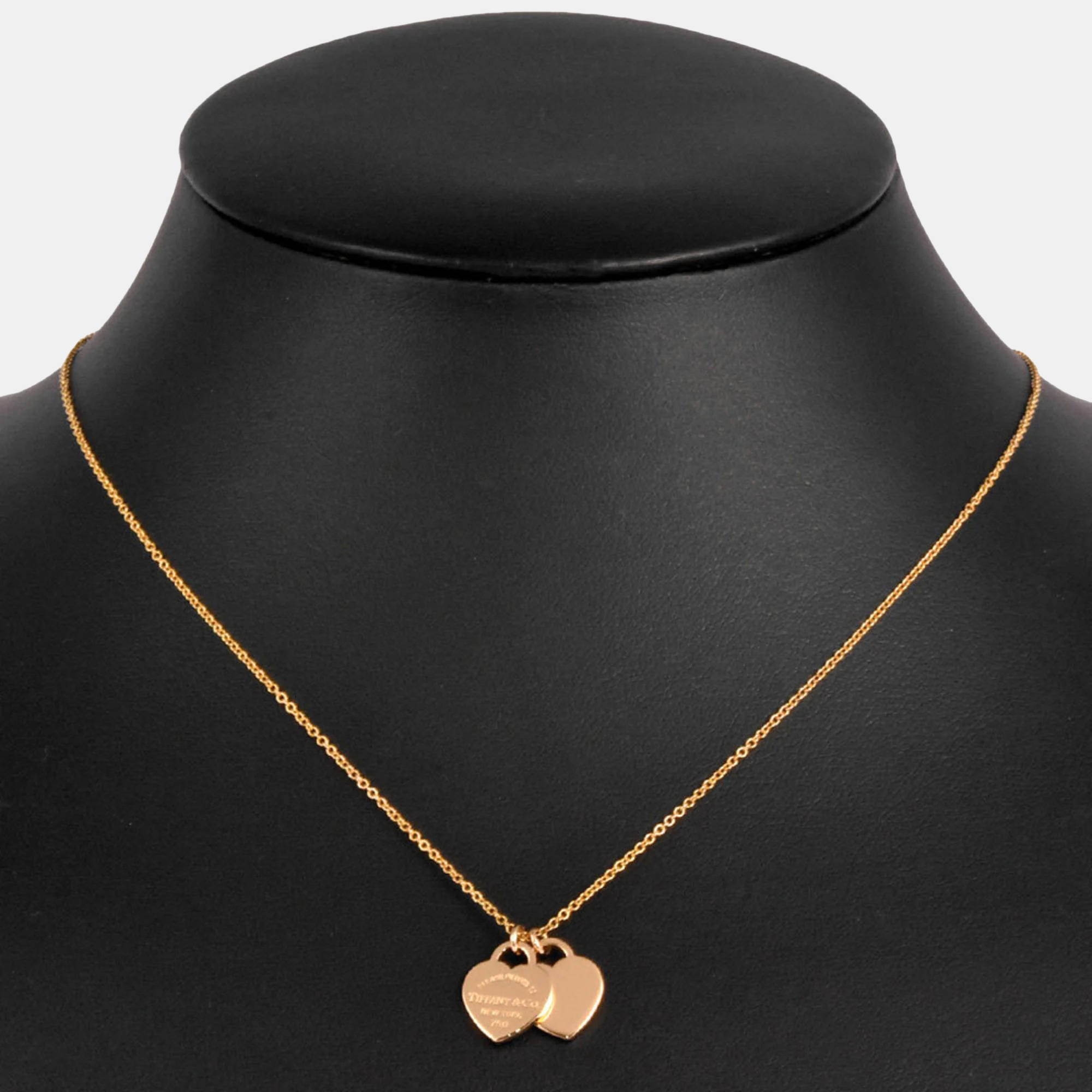 Tiffany & Co. 18K Rose Gold Return To Tiffany Love Double Heart Tag Pendant Necklace