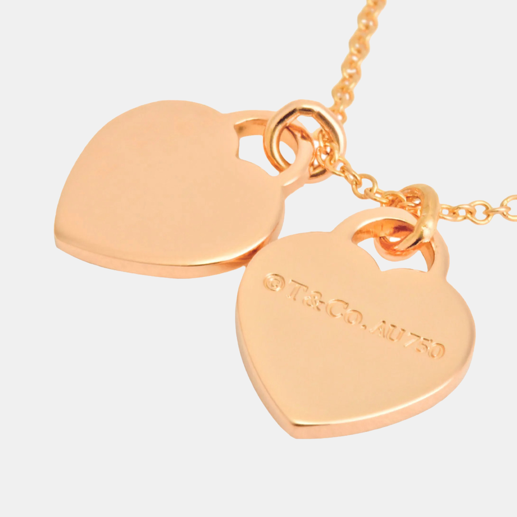 Tiffany & Co. 18K Rose Gold Return To Tiffany Love Double Heart Tag Pendant Necklace
