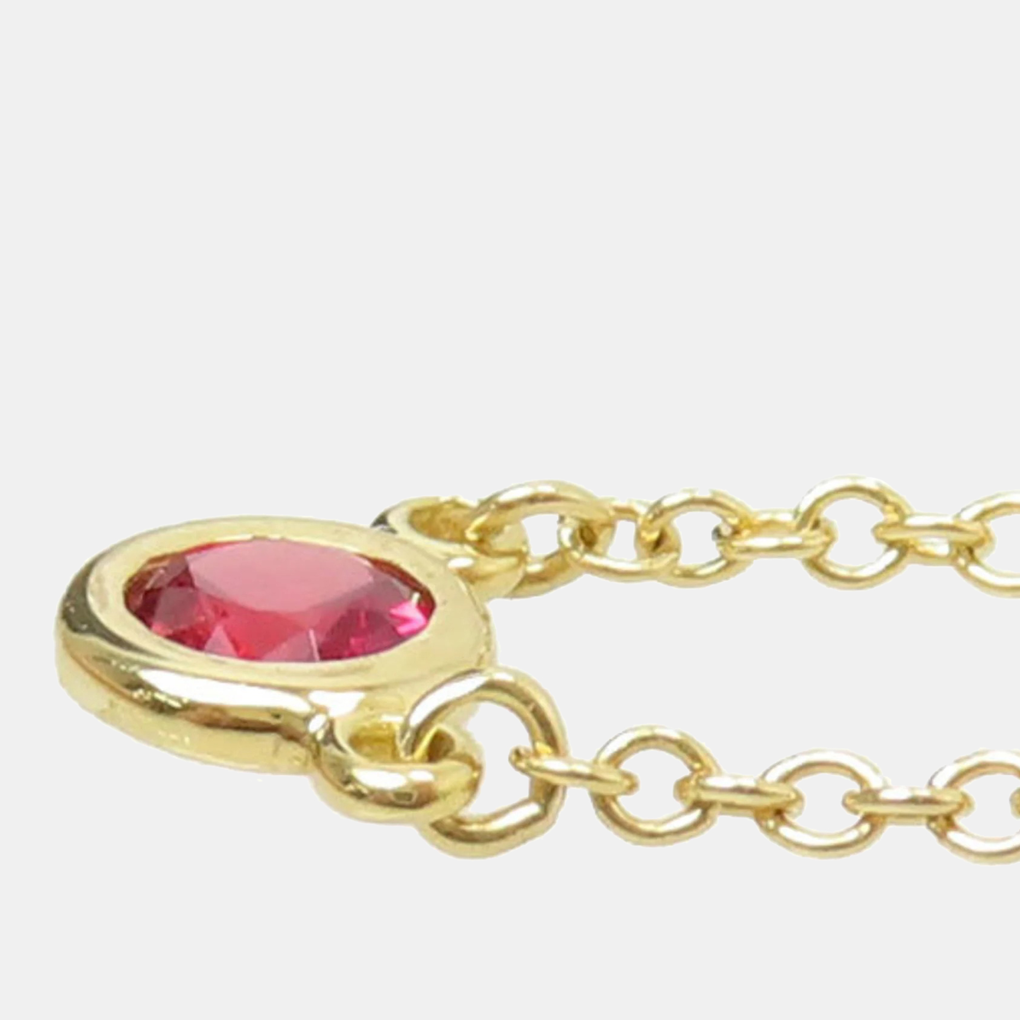 Tiffany & Co. 18K Yellow Gold And Ruby Elsa Peretti Diamonds By The Yard Pendant Necklace