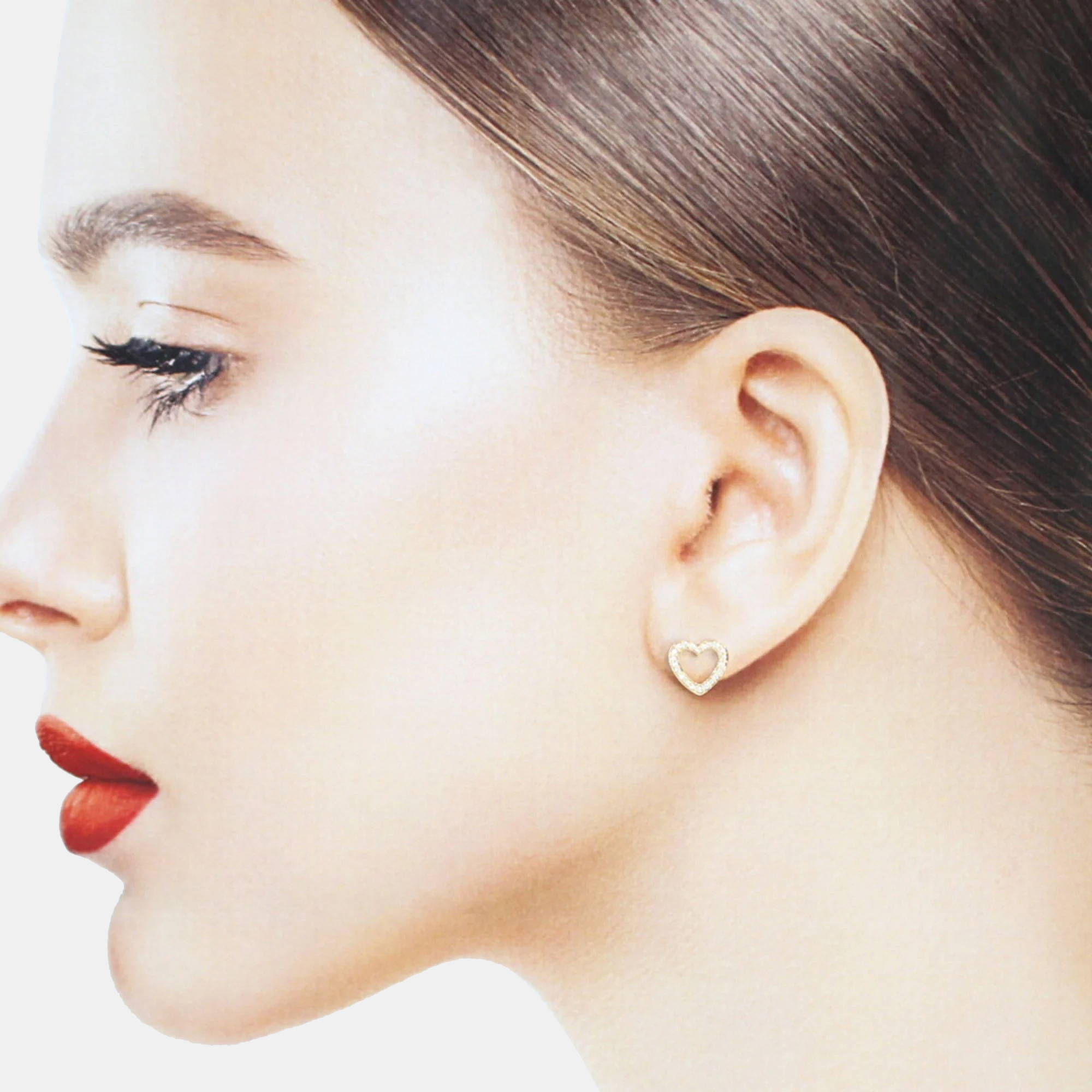 Tiffany & Co. 18K Rose Gold And Diamond Tiffany Metro Heart Stud Earrings