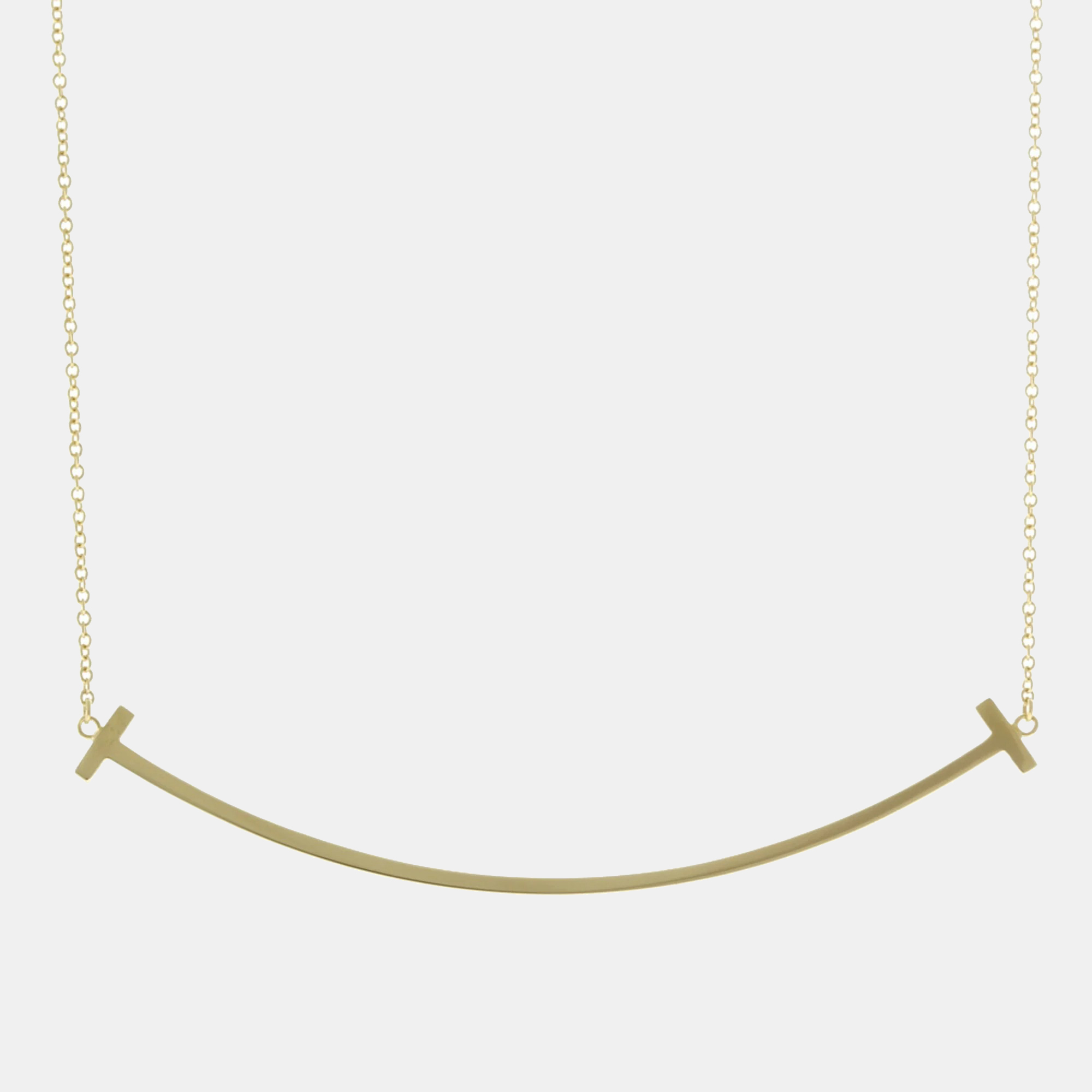 Tiffany & Co. 18K Yellow Gold Extra Large T Smile Pendant Necklace