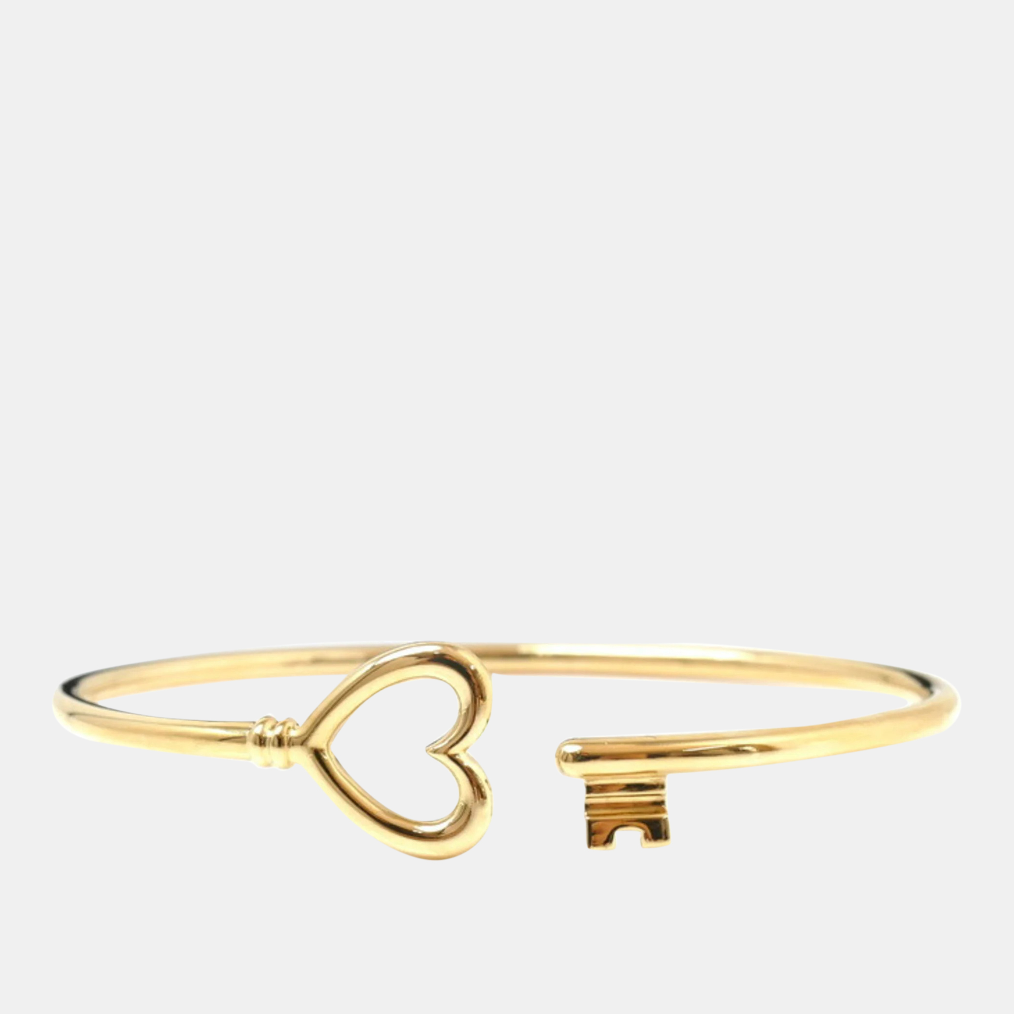 Tiffany & Co. 18K Yellow Gold Keys Heart Wire Bracelet