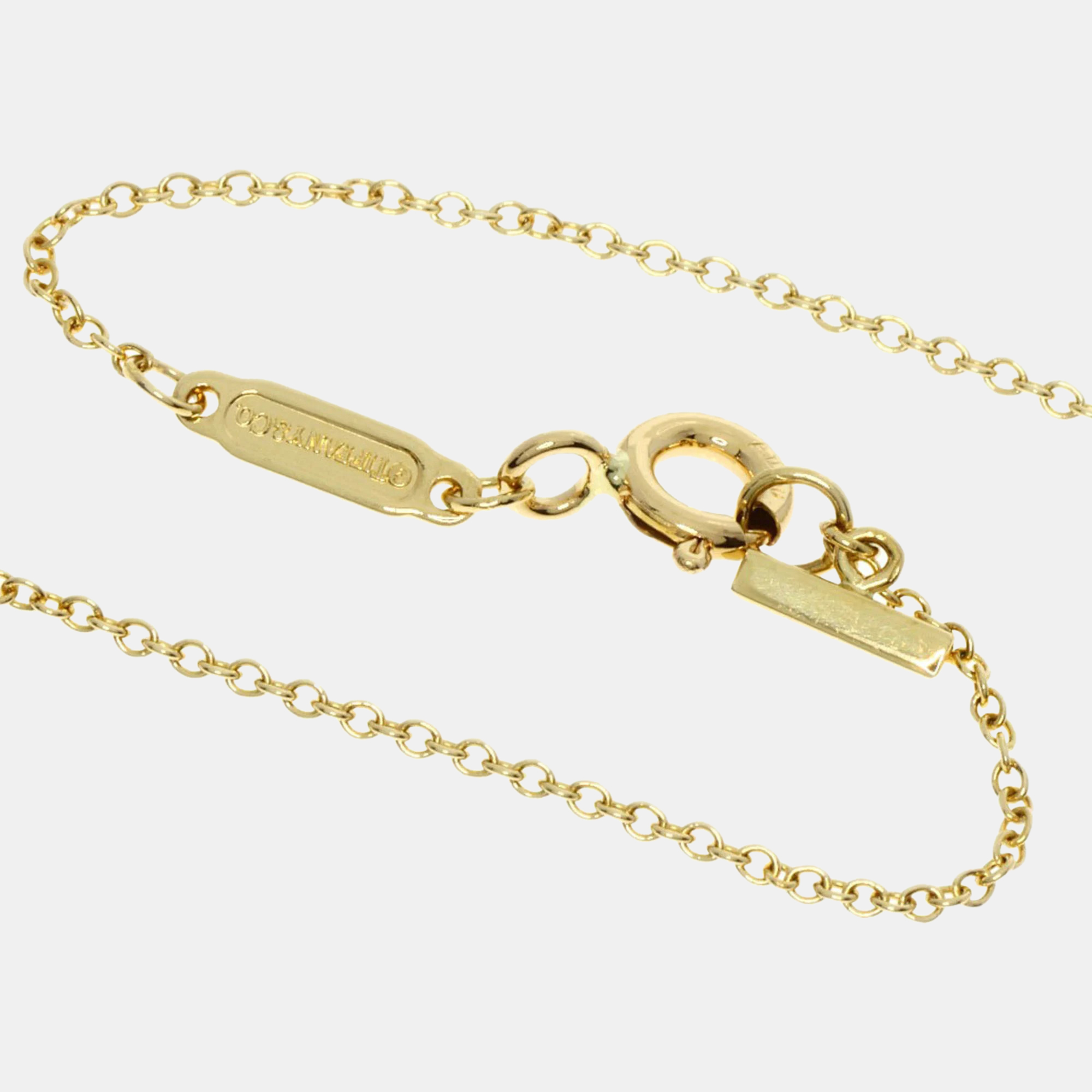 Tiffany & Co. 18K Yellow Gold And Diamond T Smile Pendant Necklace