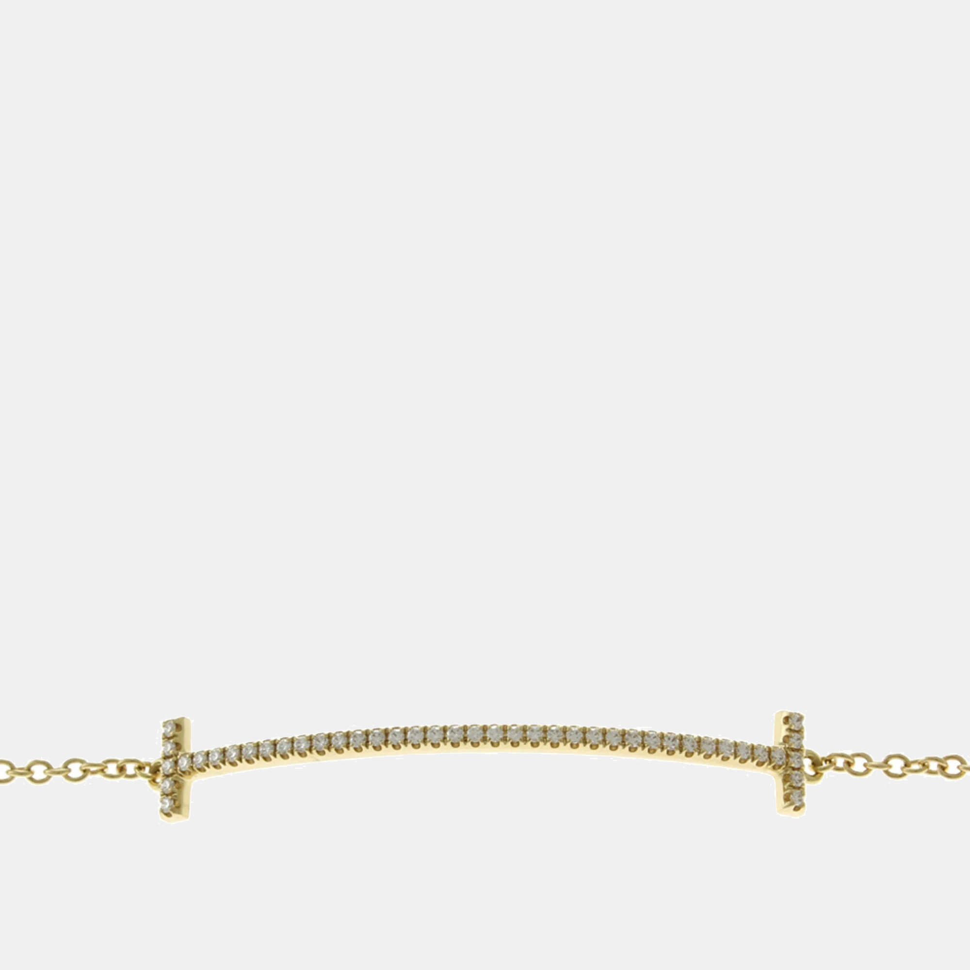 Tiffany & Co. 18K Yellow Gold And Diamond T Smile Bracelet
