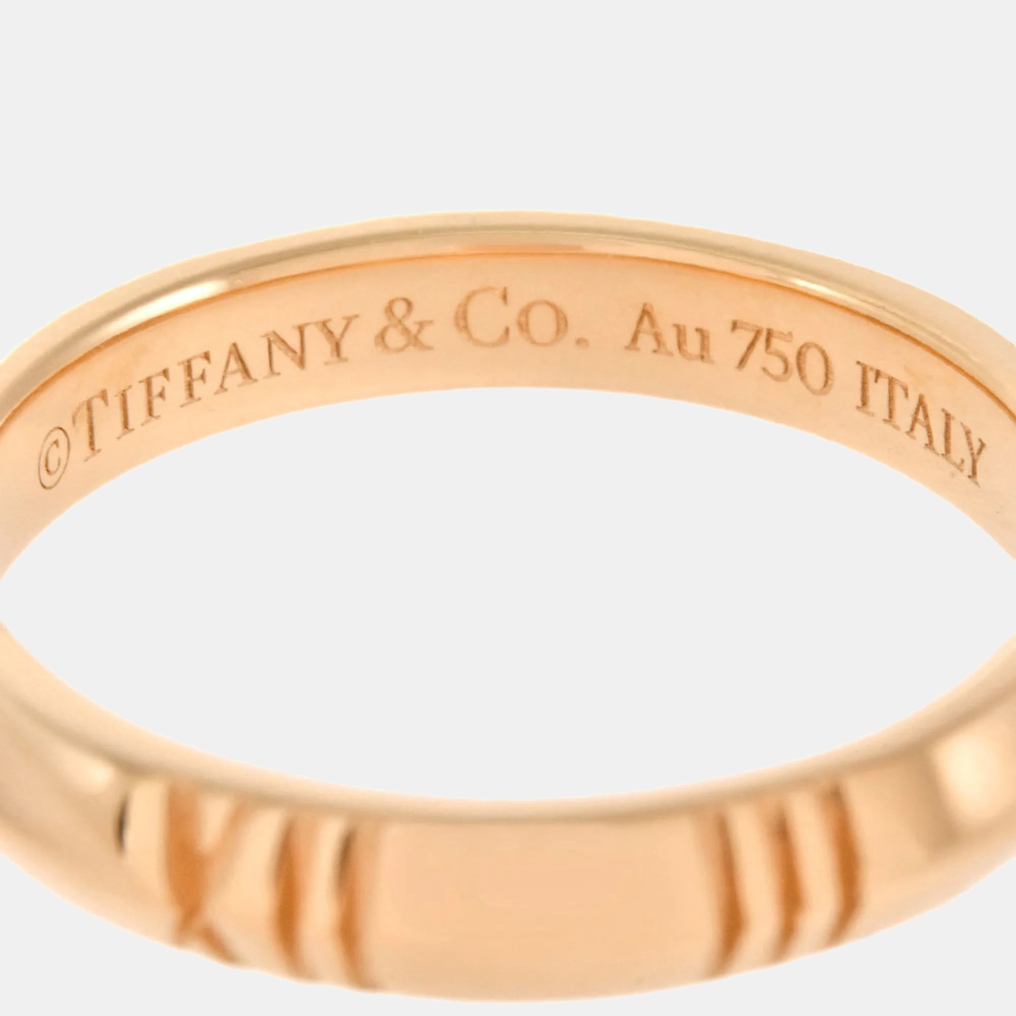 Tiffany & Co. 18K Rose Gold Atlas X Closed Narrow Ring EU 49