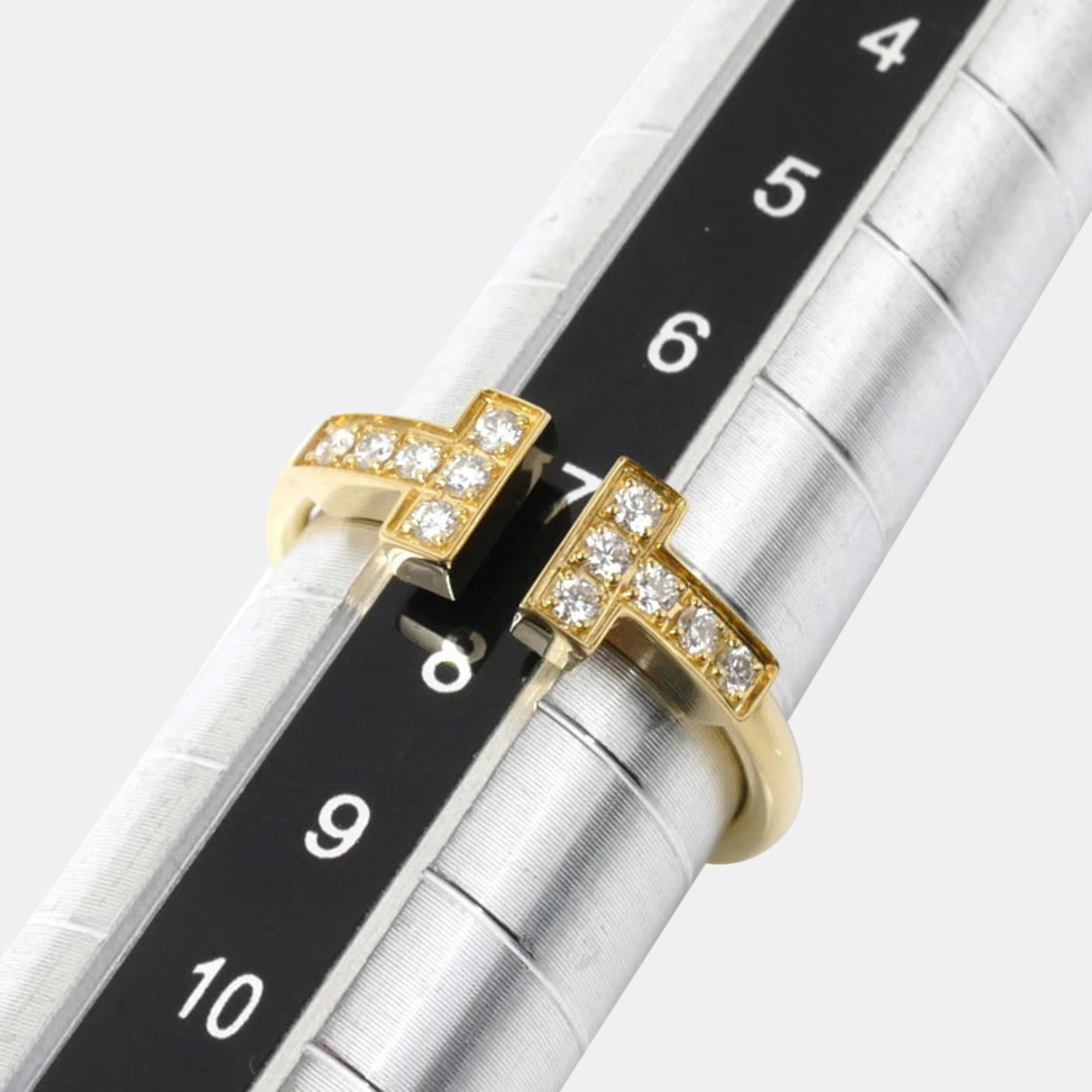 Tiffany & Co. 18K Yellow Gold And Diamond Tiffany T Wire Ring EU 48