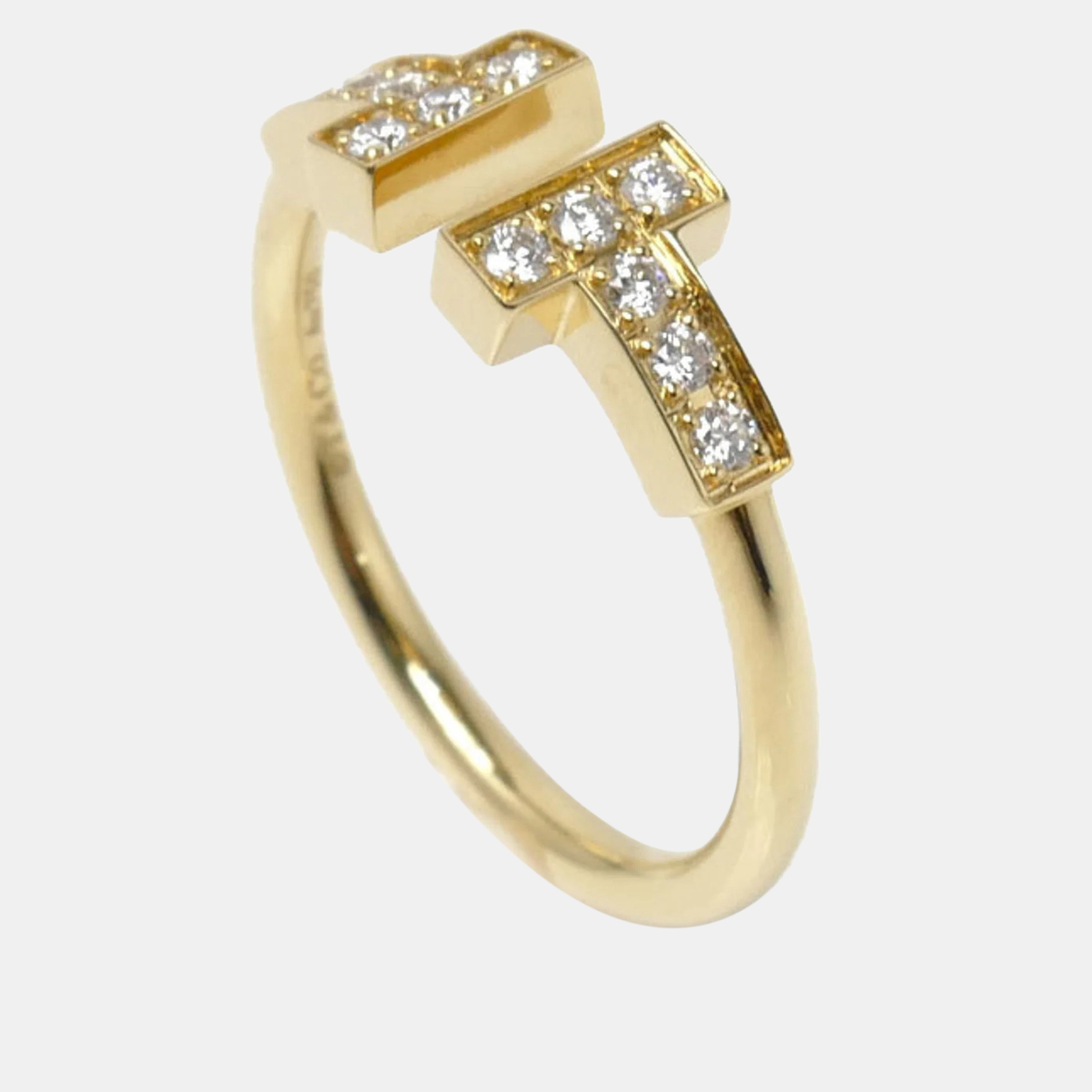 Tiffany & Co. 18K Yellow Gold And Diamond Tiffany T Wire Ring EU 48
