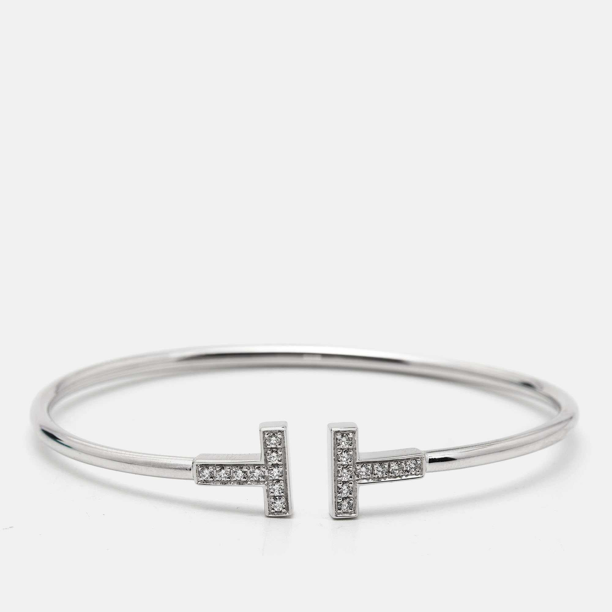 Tiffany & co. t wire diamond 18k white gold bracelet