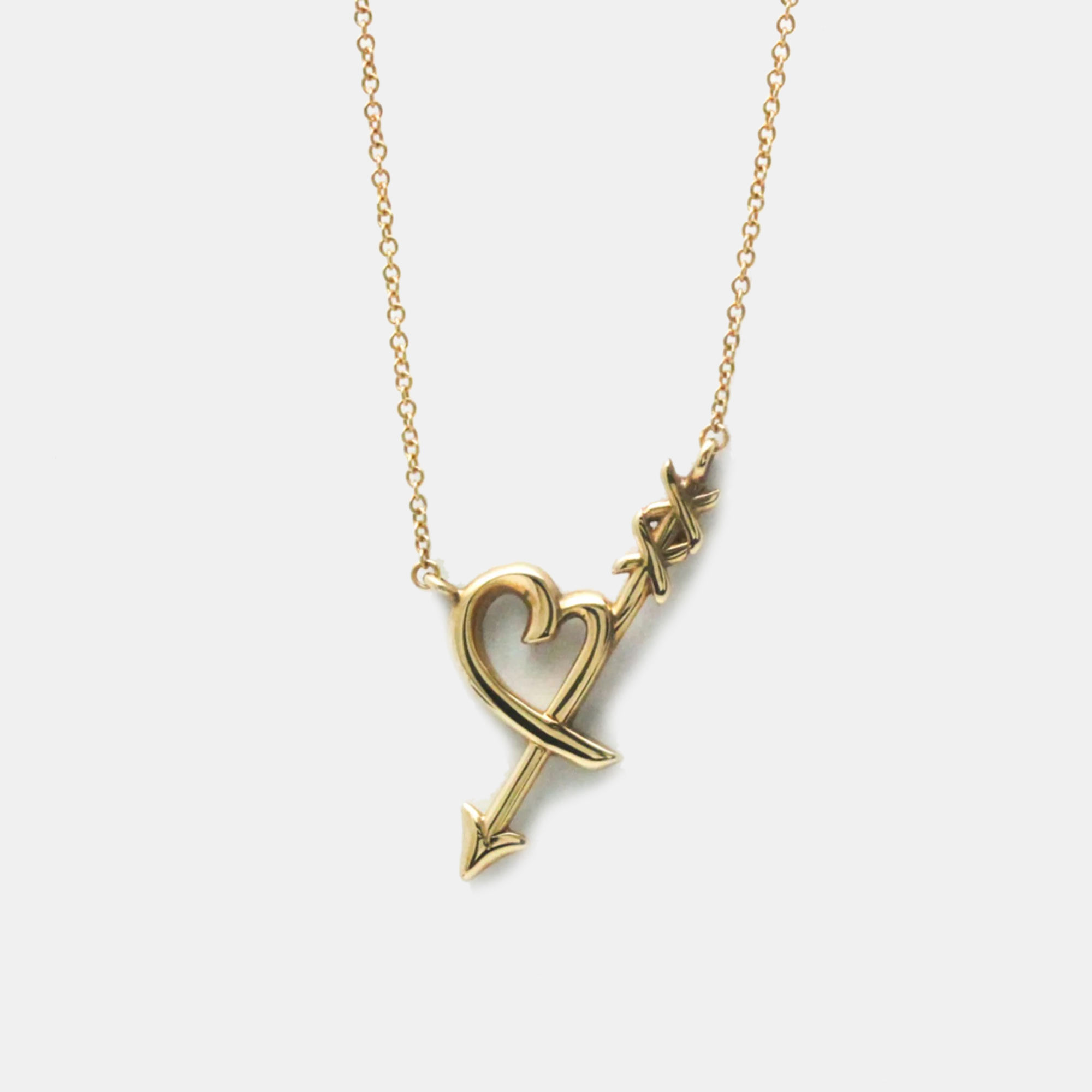 Tiffany & co. 18k rose gold paloma picasso heart arrow pendant necklace