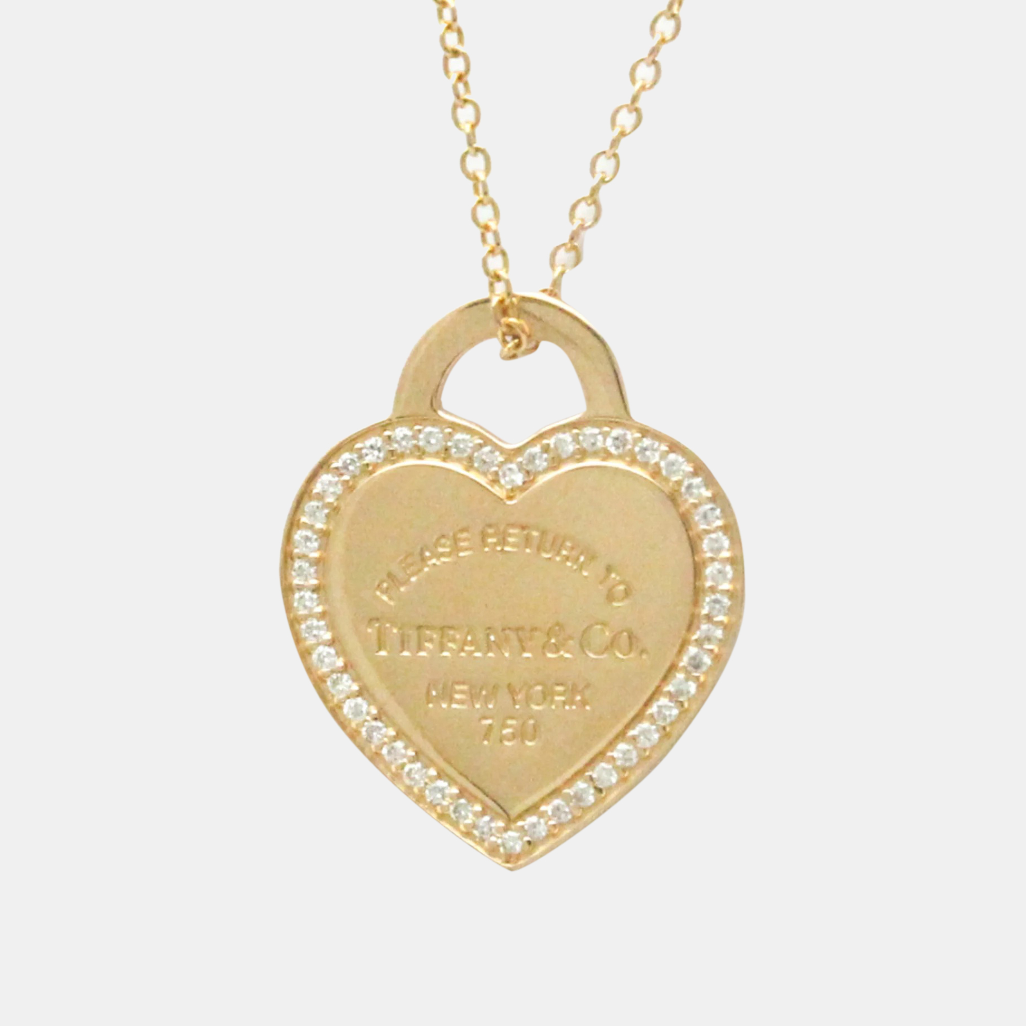 Tiffany & co. 18k rose gold and diamond return to tiffany pendant necklace