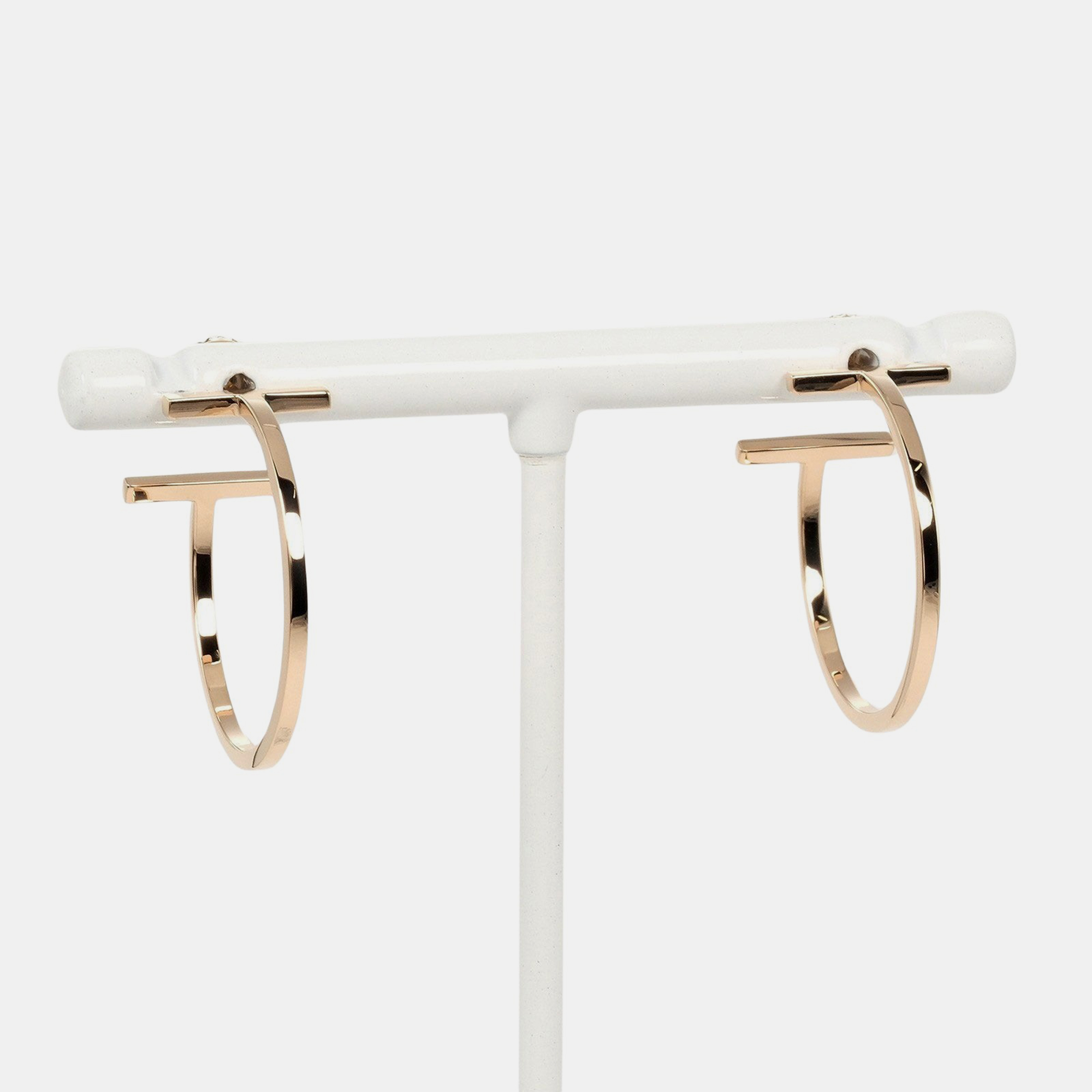 Tiffany & co. 18k rose gold t wire hoop earrings