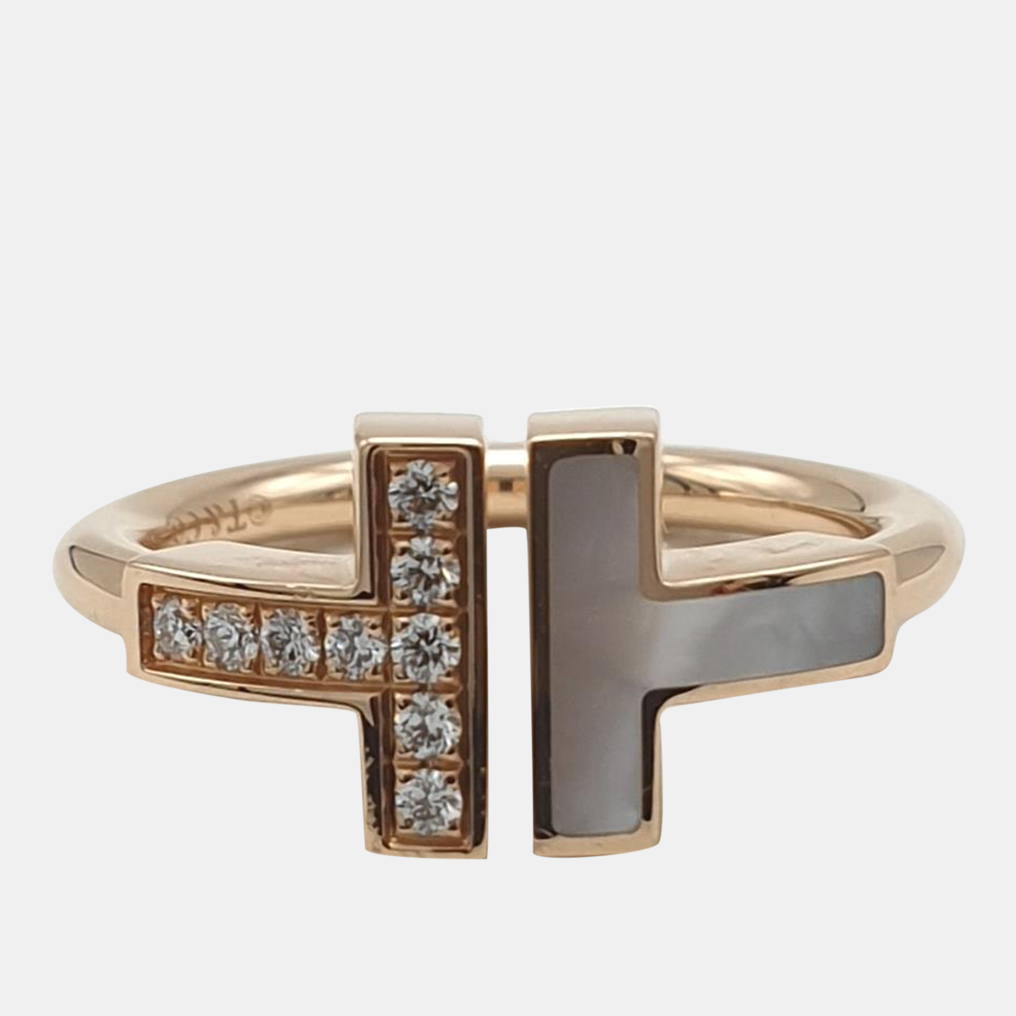 Tiffany & co. pink gold diamond t wire ring k10 eu 50