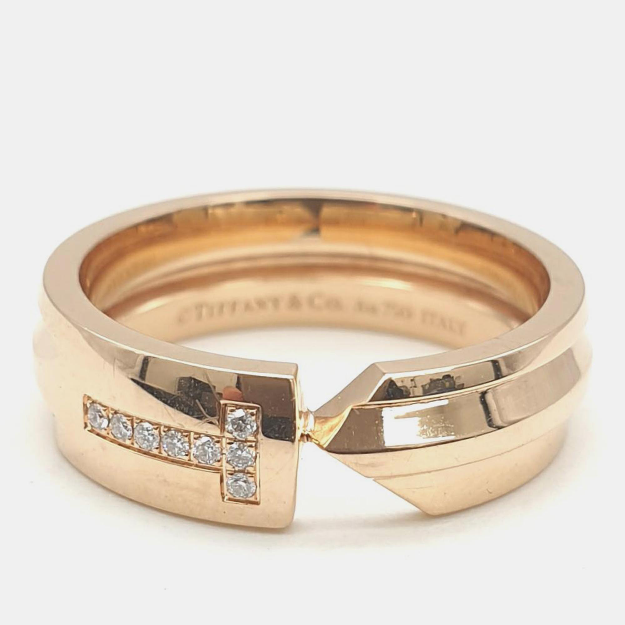 Tiffany & co. pink gold diamond ring k12 eu 52