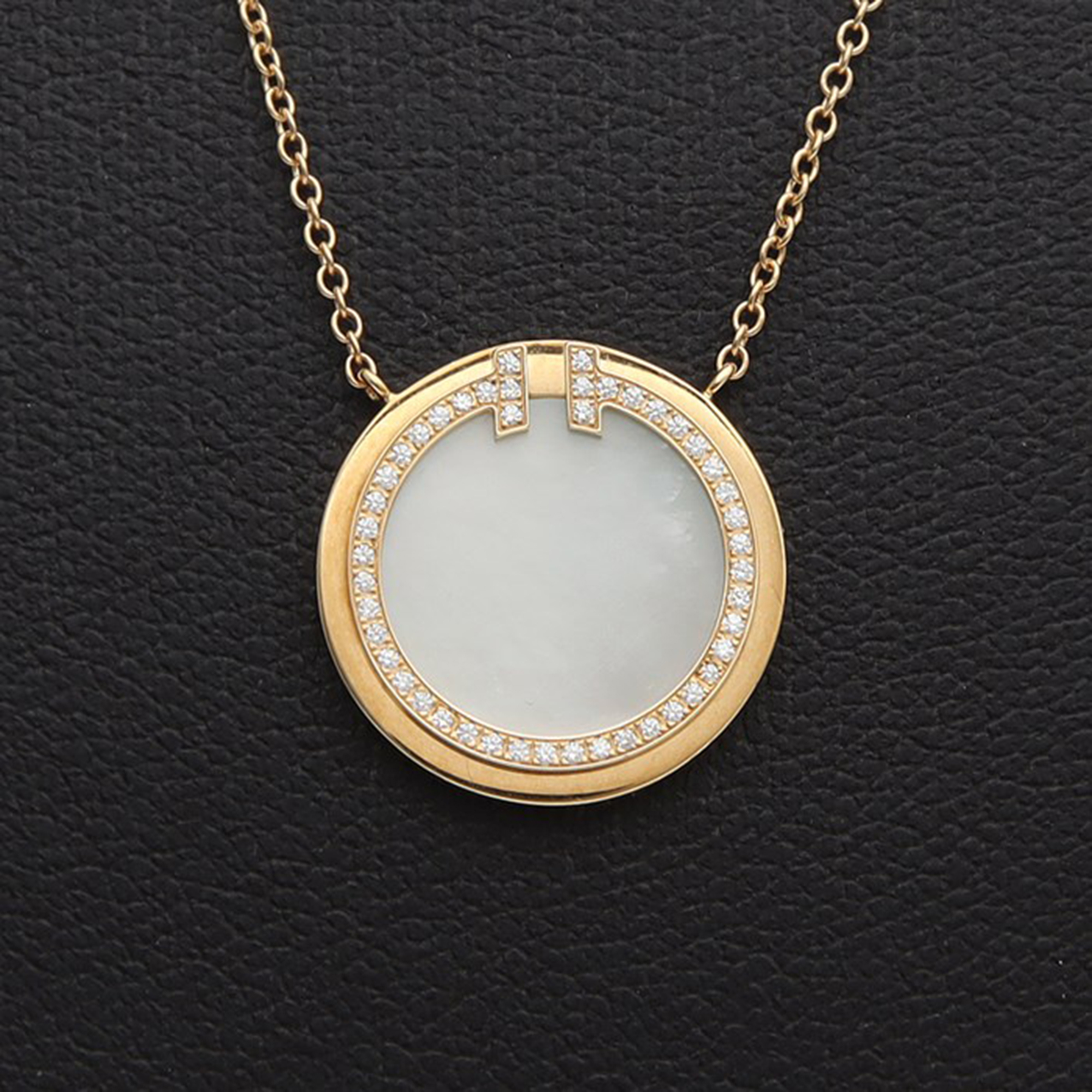 Tiffany & Co. Yellow Gold Opal & Diamond Tiffany T Circle Pendant Necklace