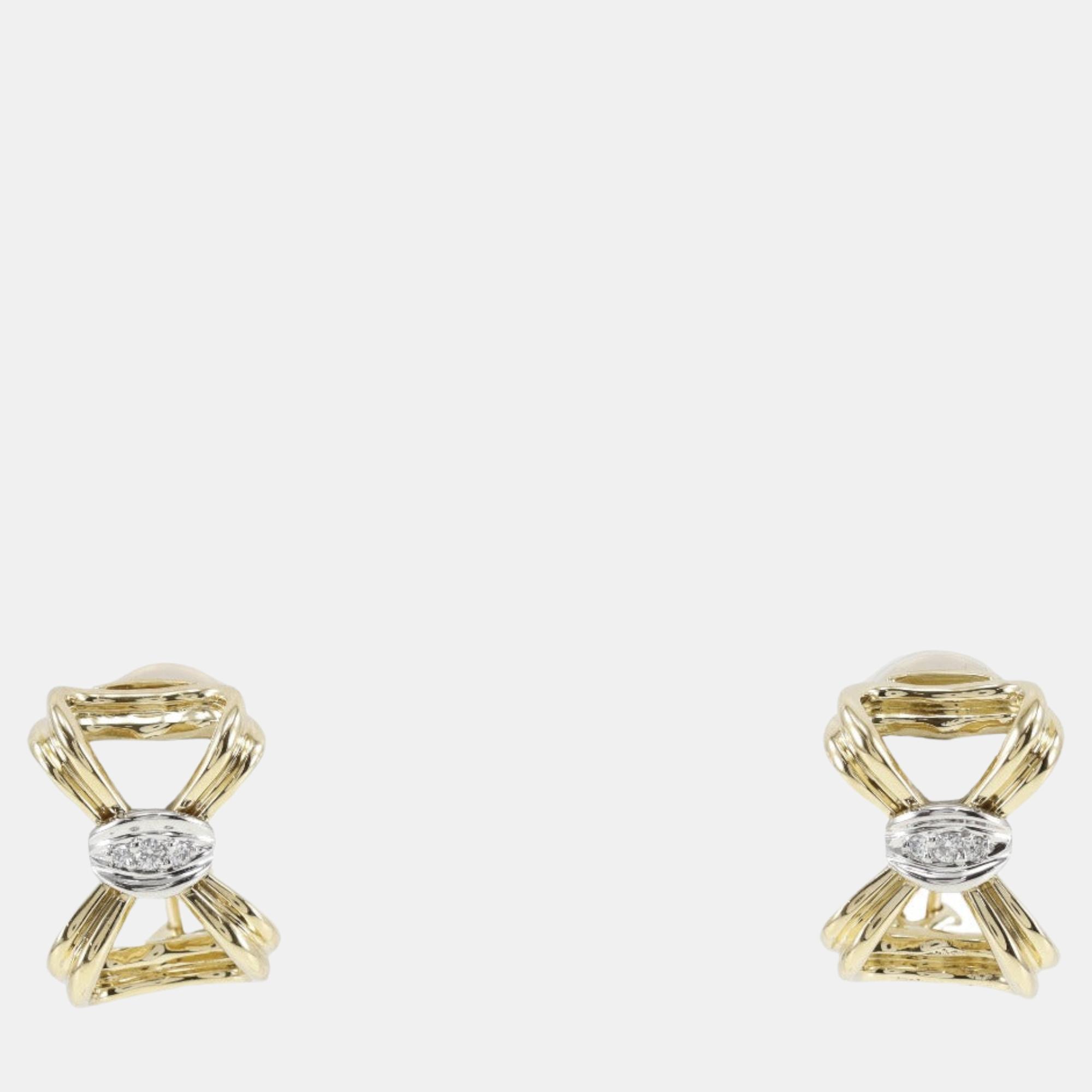 Tiffany & co. platinum, 18k yellow gold bow earring