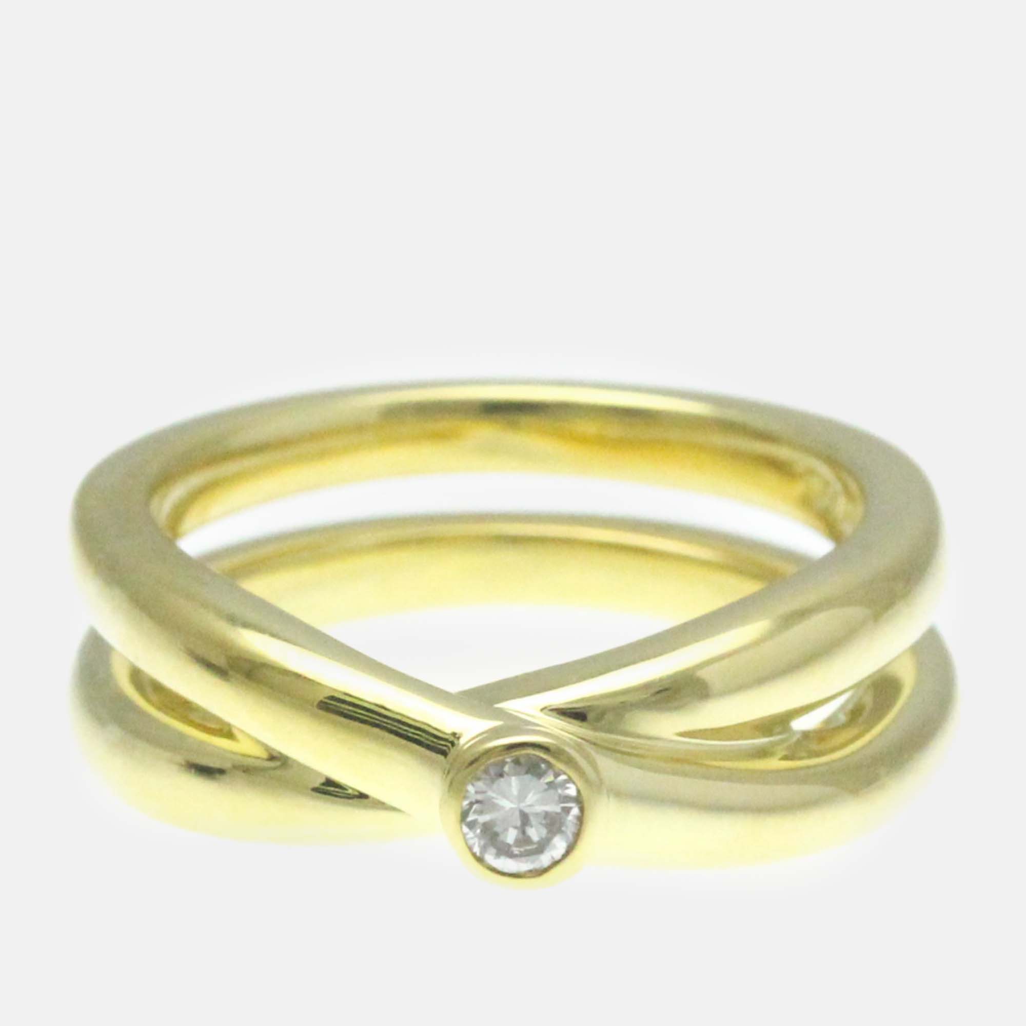Tiffany & co. 18k yellow gold and diamond paloma picasso crossover ring eu 51