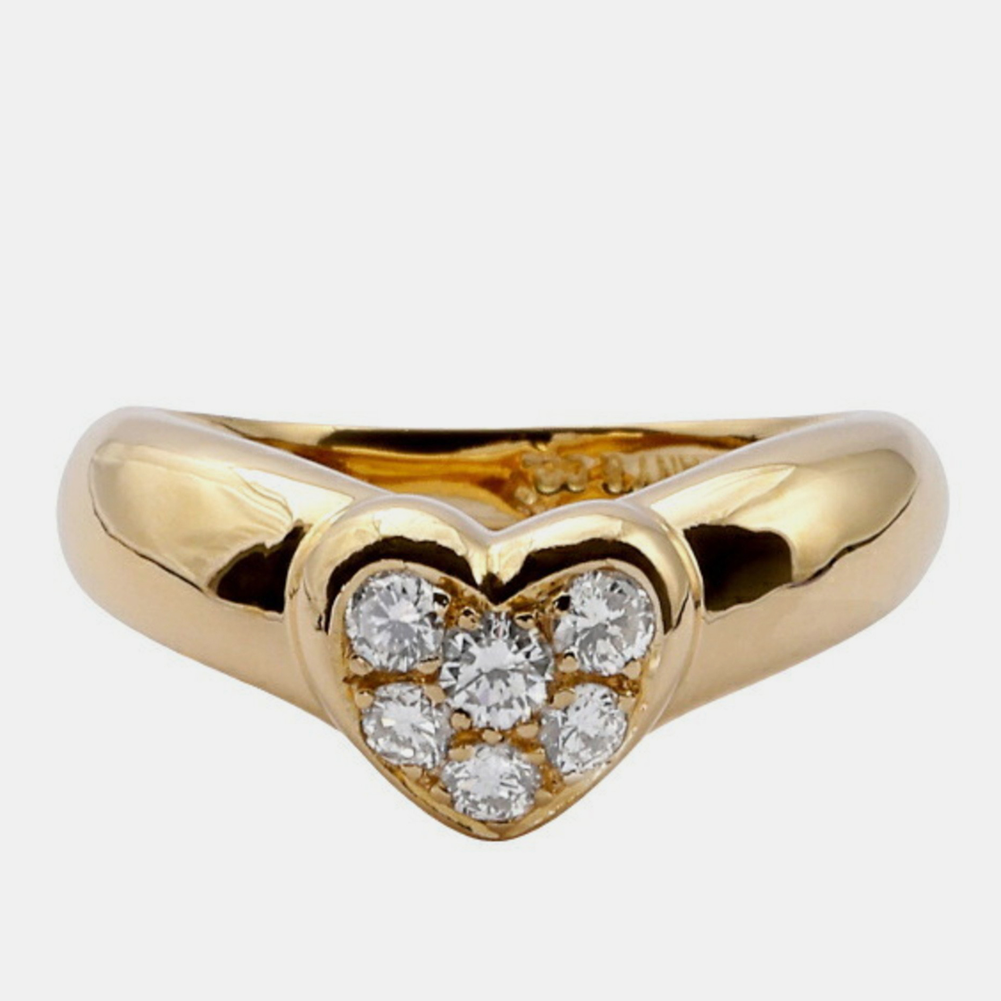 Tiffany & Co. 18K Yellow Gold and Diamond Heart Ring EU 50 
Tiffany & Co. 18K Yellow Gold and Diamond Heart Ring EU 50