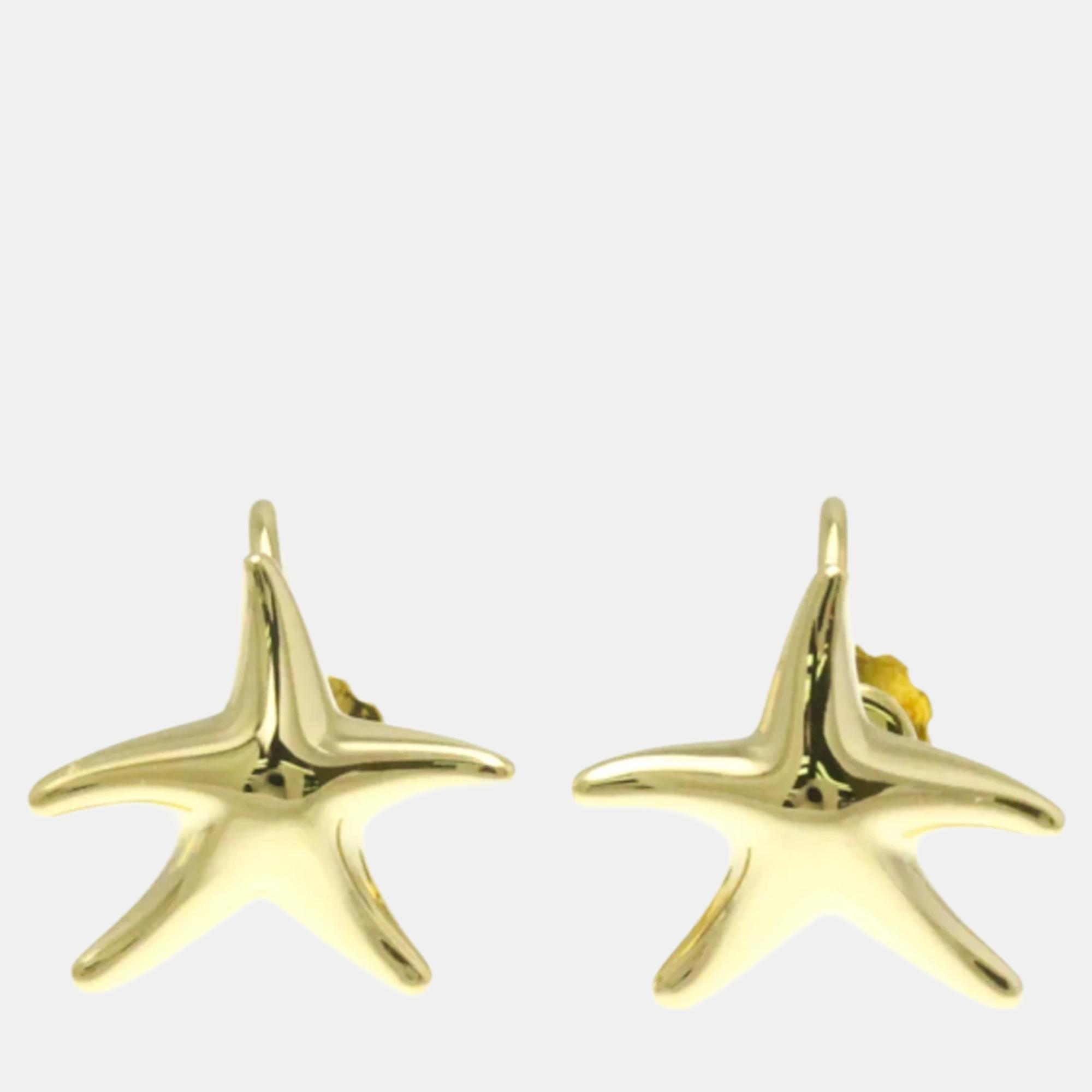 Tiffany & co. 18k yellow gold starfish stud earrings