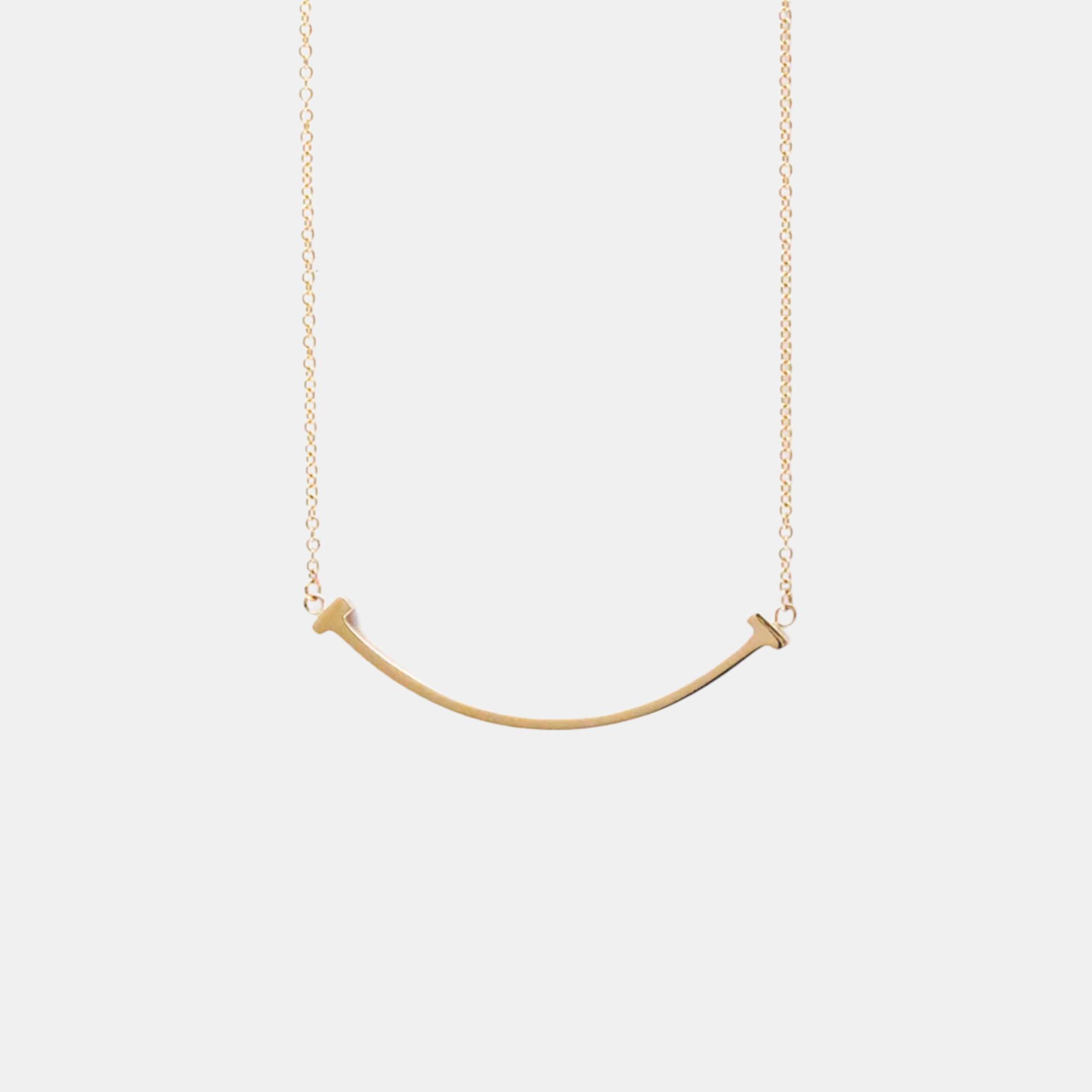 Tiffany & co. 18k rose gold smile pendant necklace