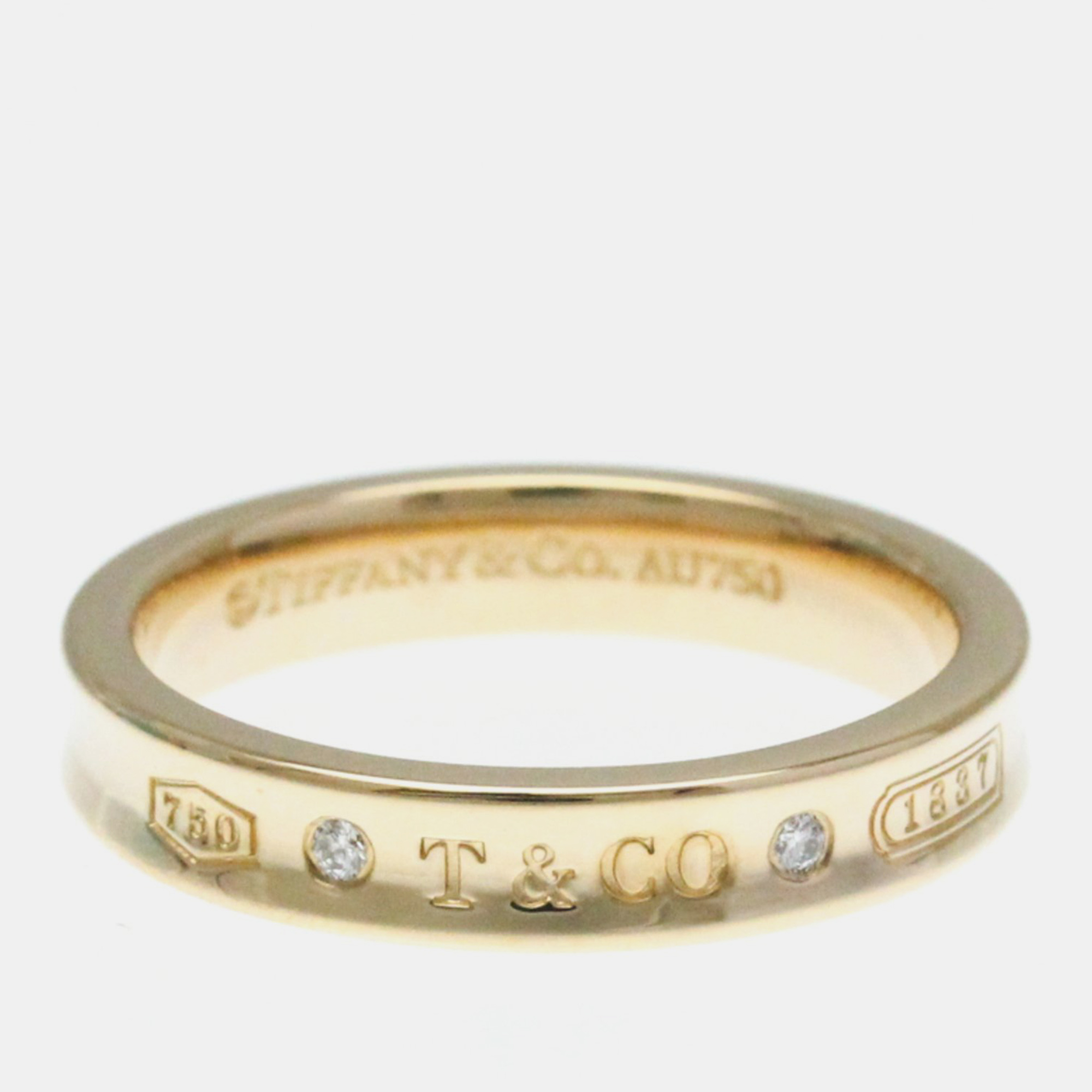 Tiffany & co. 18k rose gold and diamond 1837 band ring eu 57