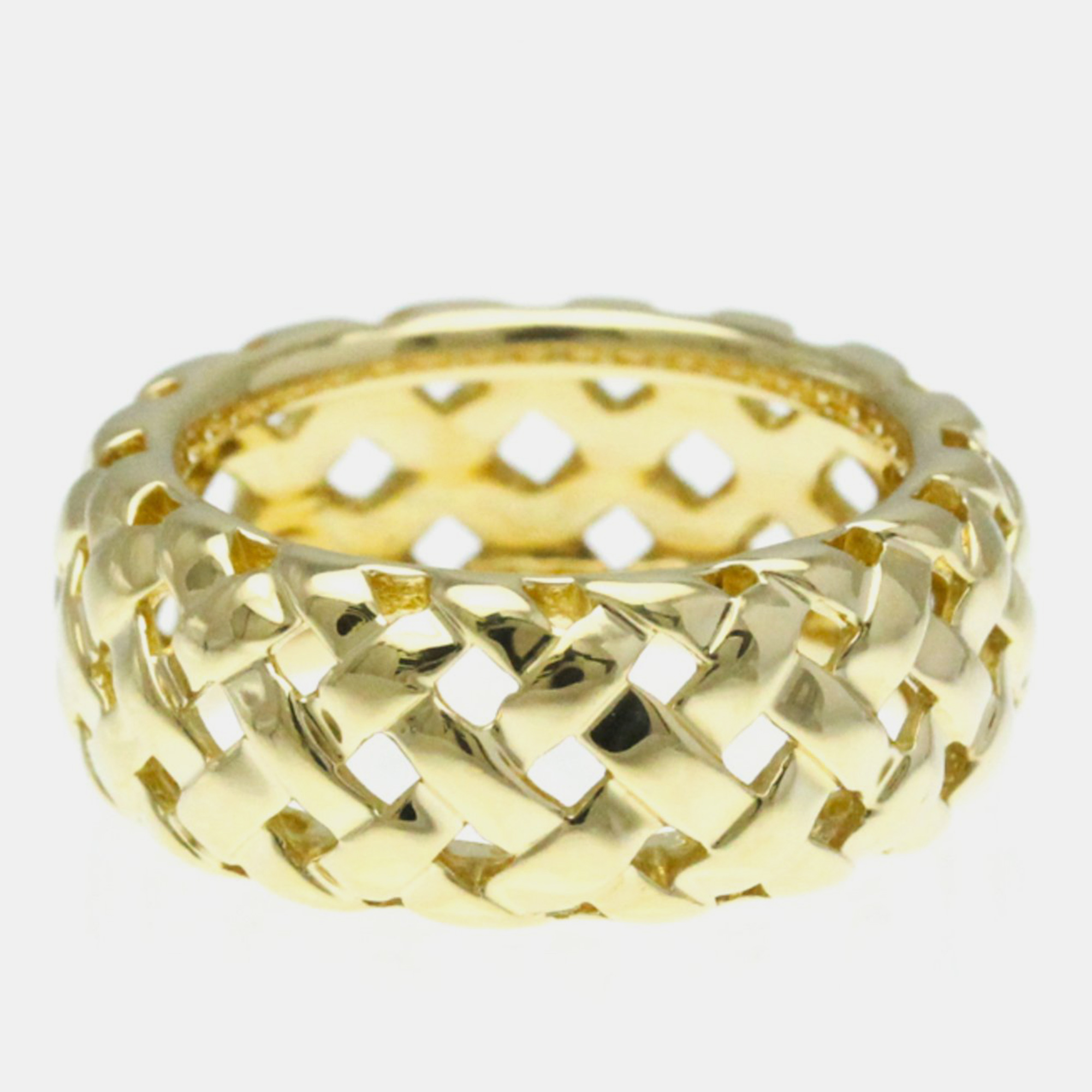 Tiffany & co. 18k yellow gold vannerie band ring eu 52