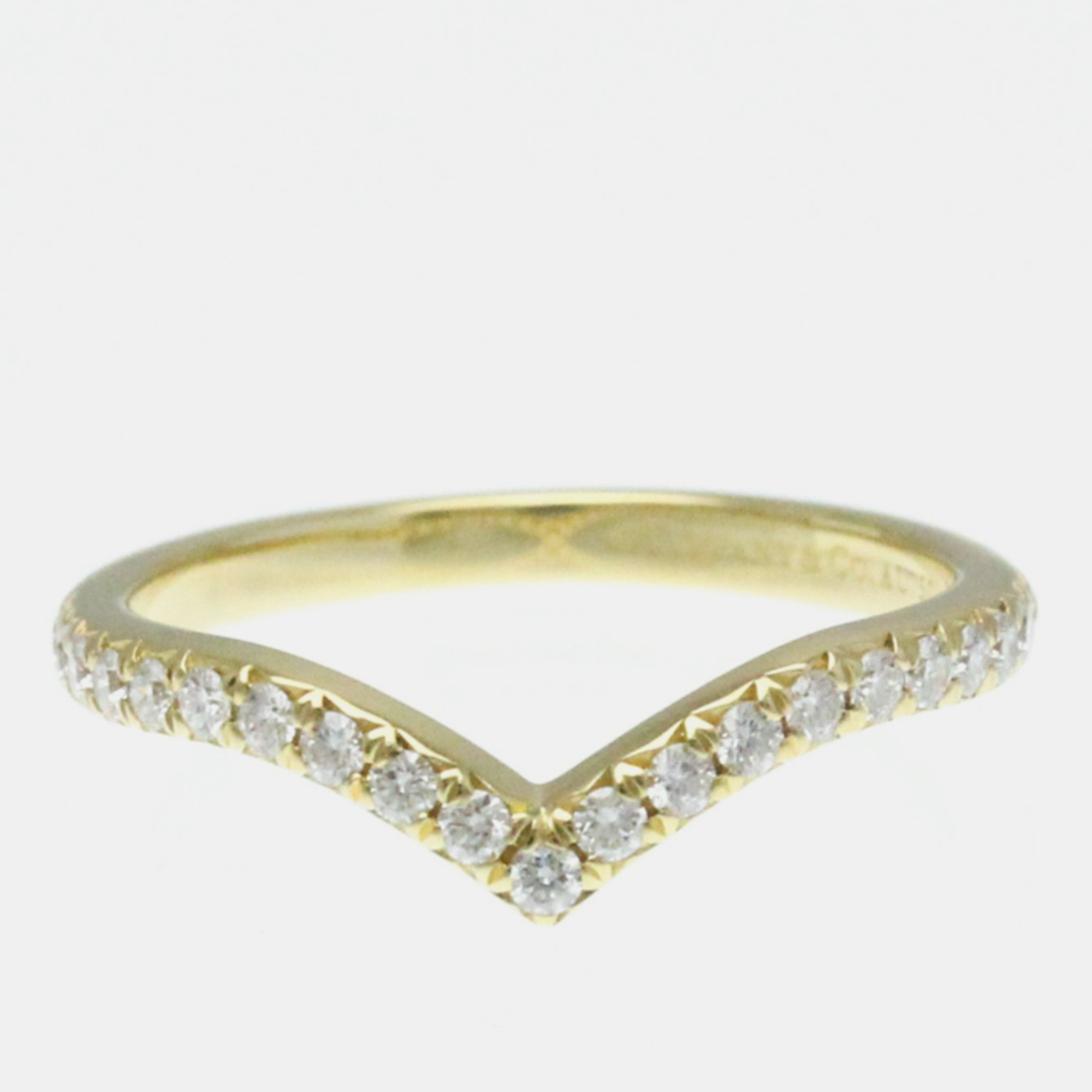 Tiffany & co. 18k yellow gold and diamond v soleste band ring eu 48