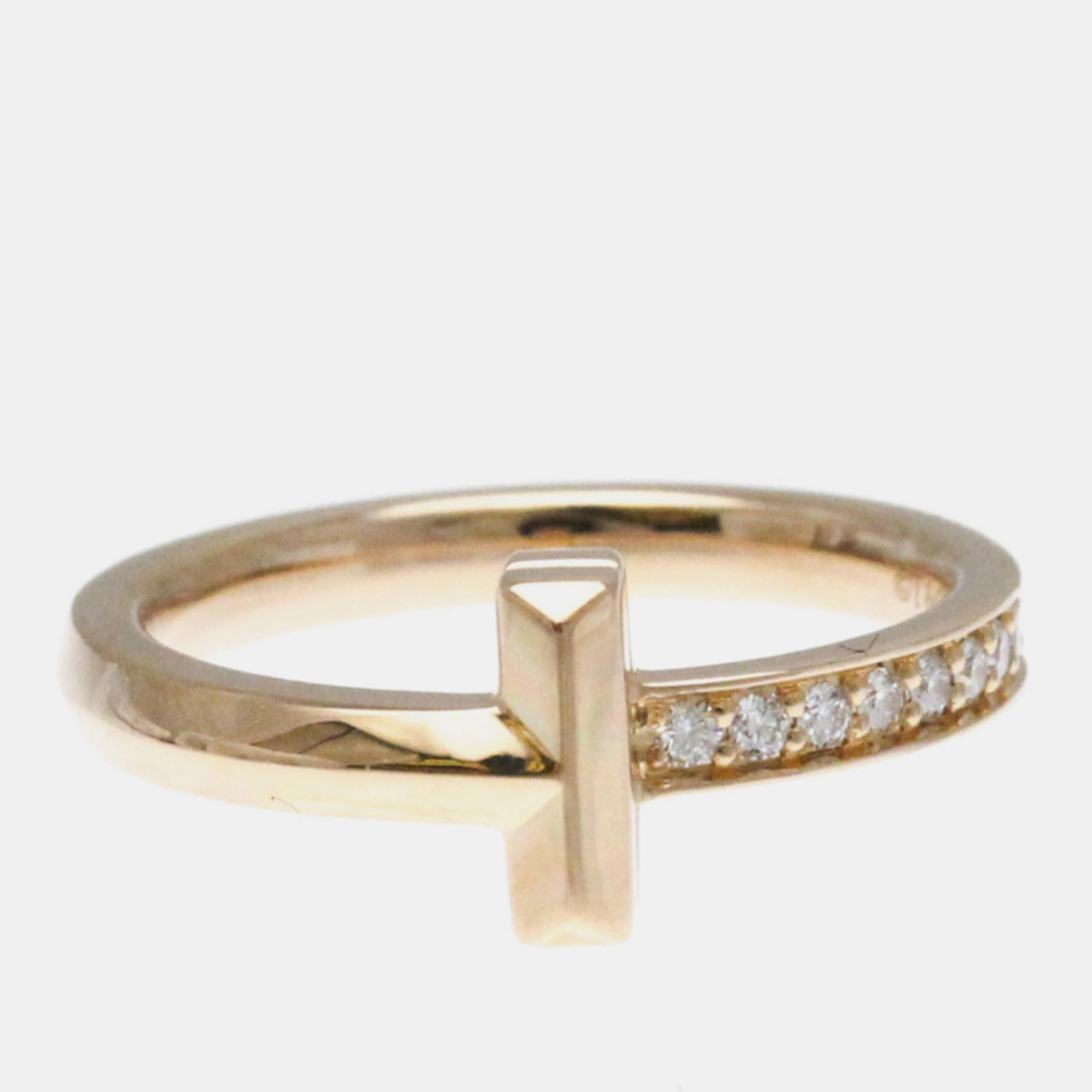 Tiffany & co. 18k rose gold and diamond tiffany t wire ring eu 50