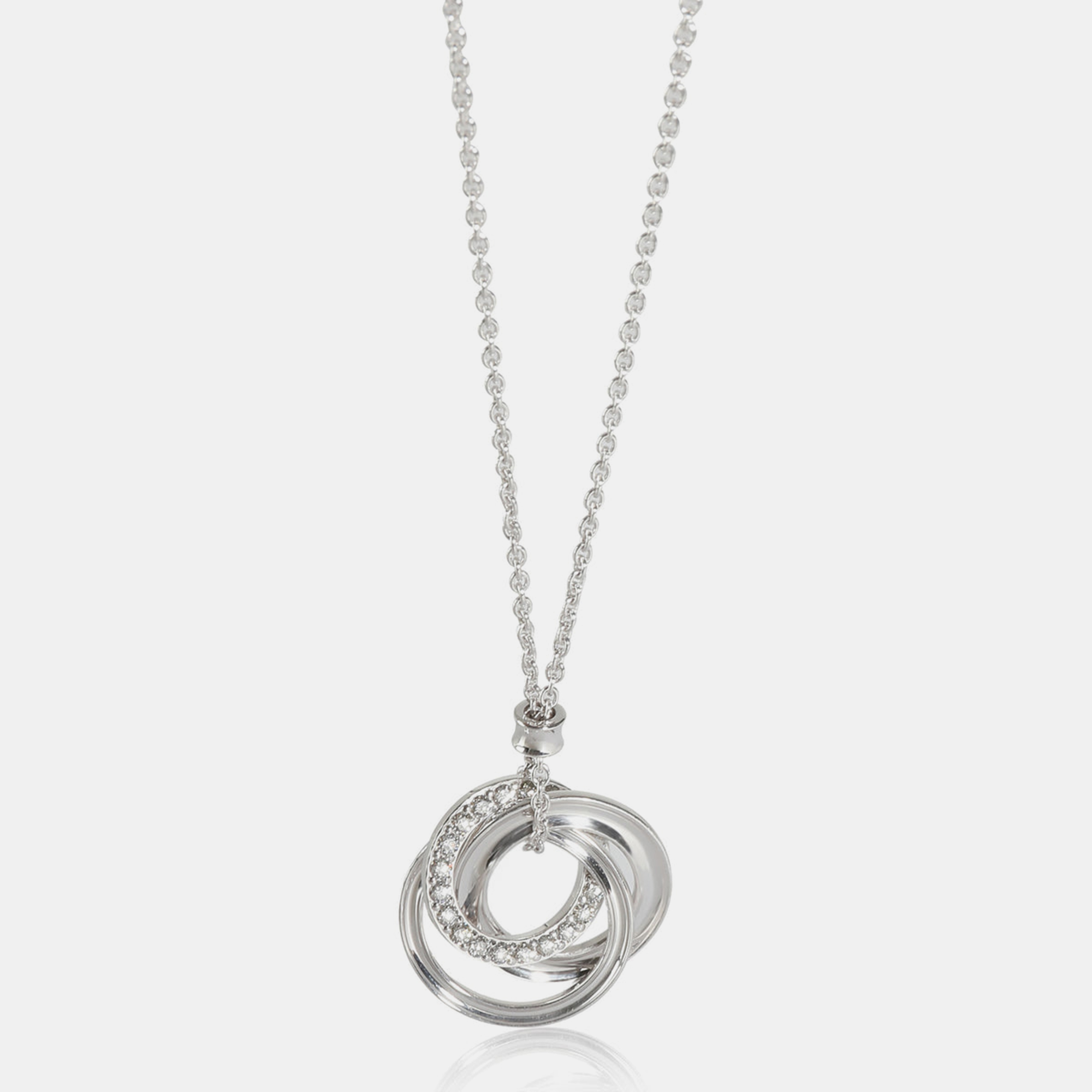 Tiffany & co. 18k white gold 0.17 ctw interlocking circle diamond necklace